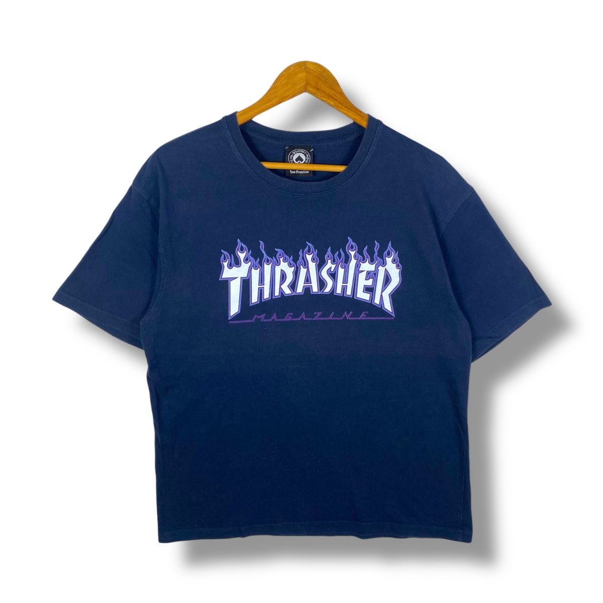 Thrasher Vintage 00s THRASHER MAGAZINE Purple Flame Graphic Tee Shirt Size US XL / EU 56 / 4 - 1 Thumbnail