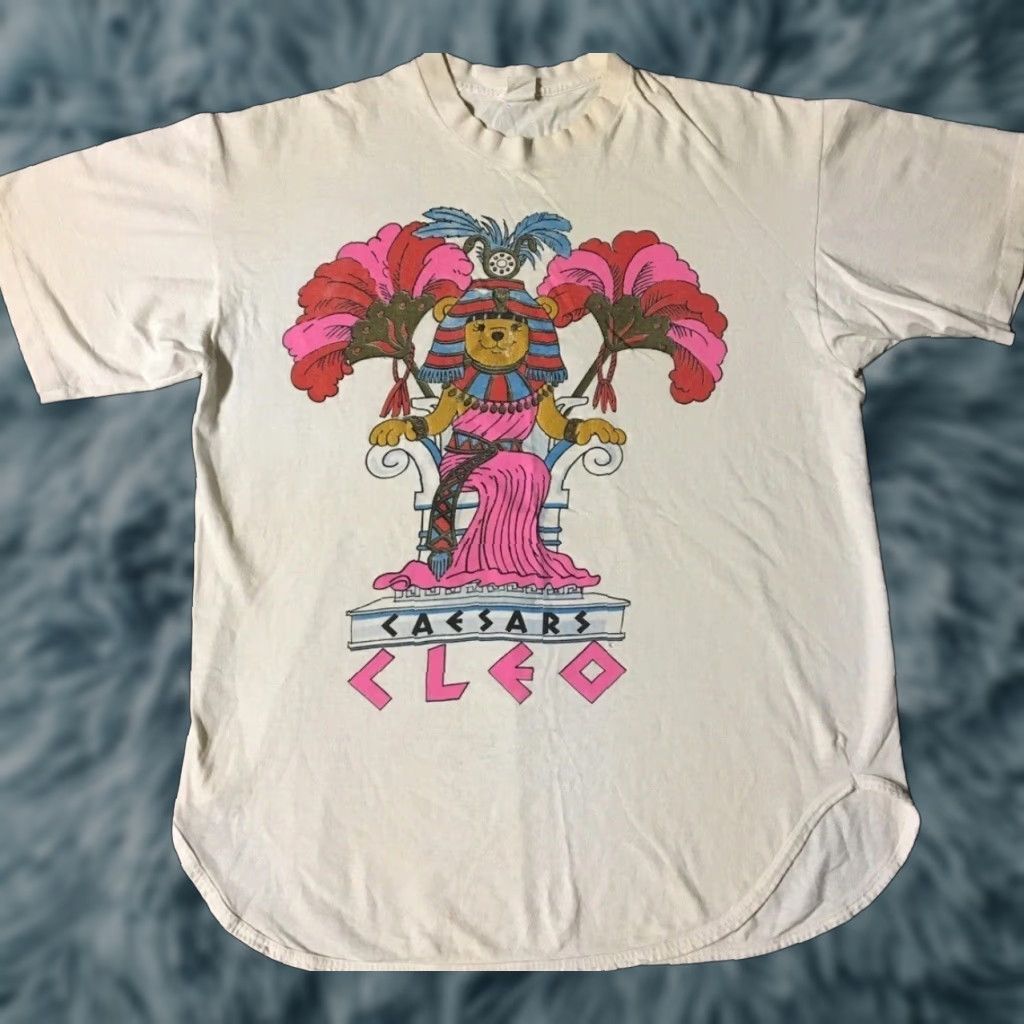 Palace Vtg 90s Caesars Palace Distressed Faded Sleeping Shirt Unisex Adults White T-Shirt Short Sleeve Mickey Mouse Disney Vegas Funny 90s Retro Size US M / EU 48-50 / 2 - 1 Thumbnail