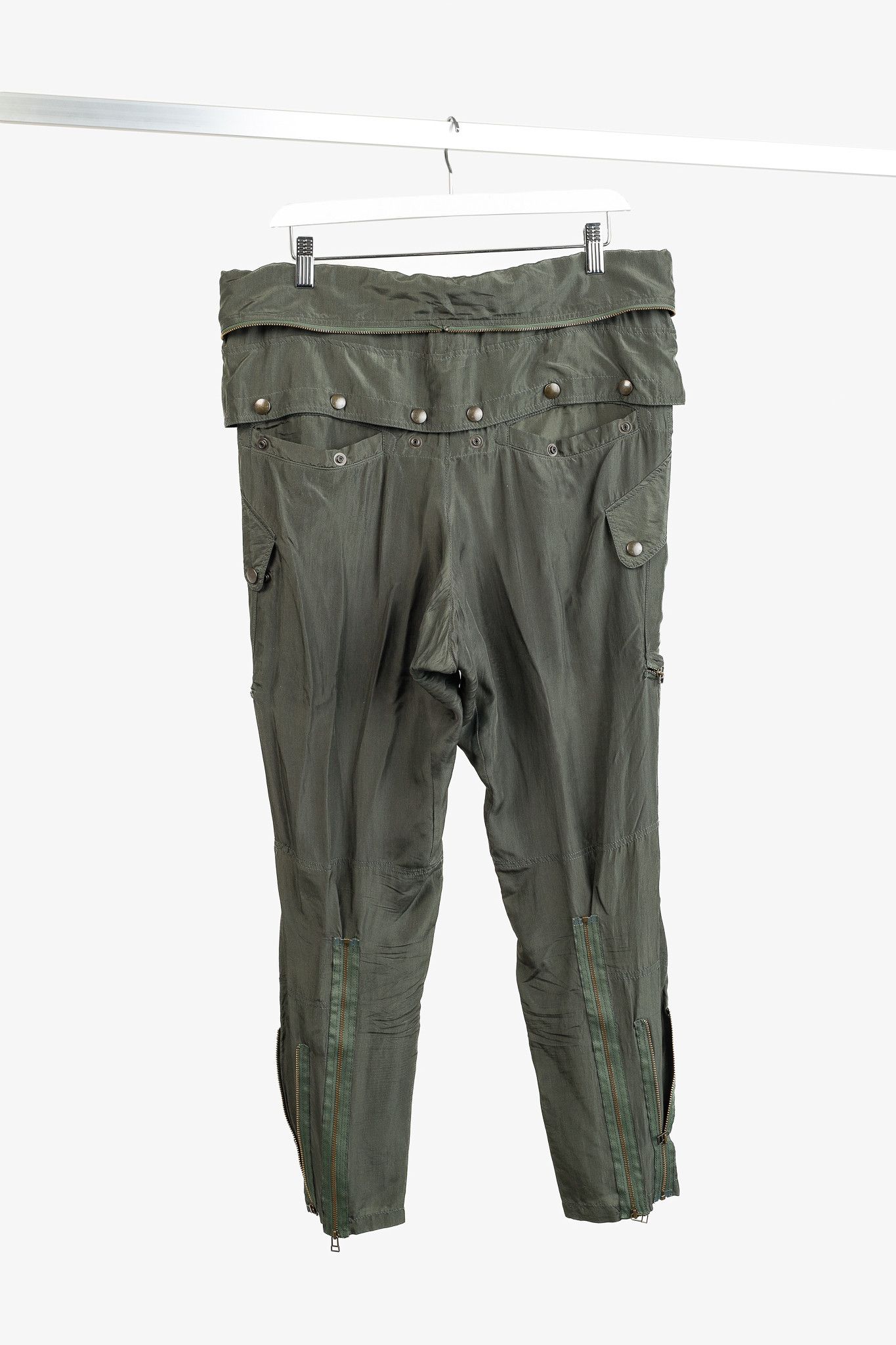 Faith Connexion Faith Connexion Army Khaki Silk Multi Pocket Cargo Pants Size 35" - 2 Thumbnail