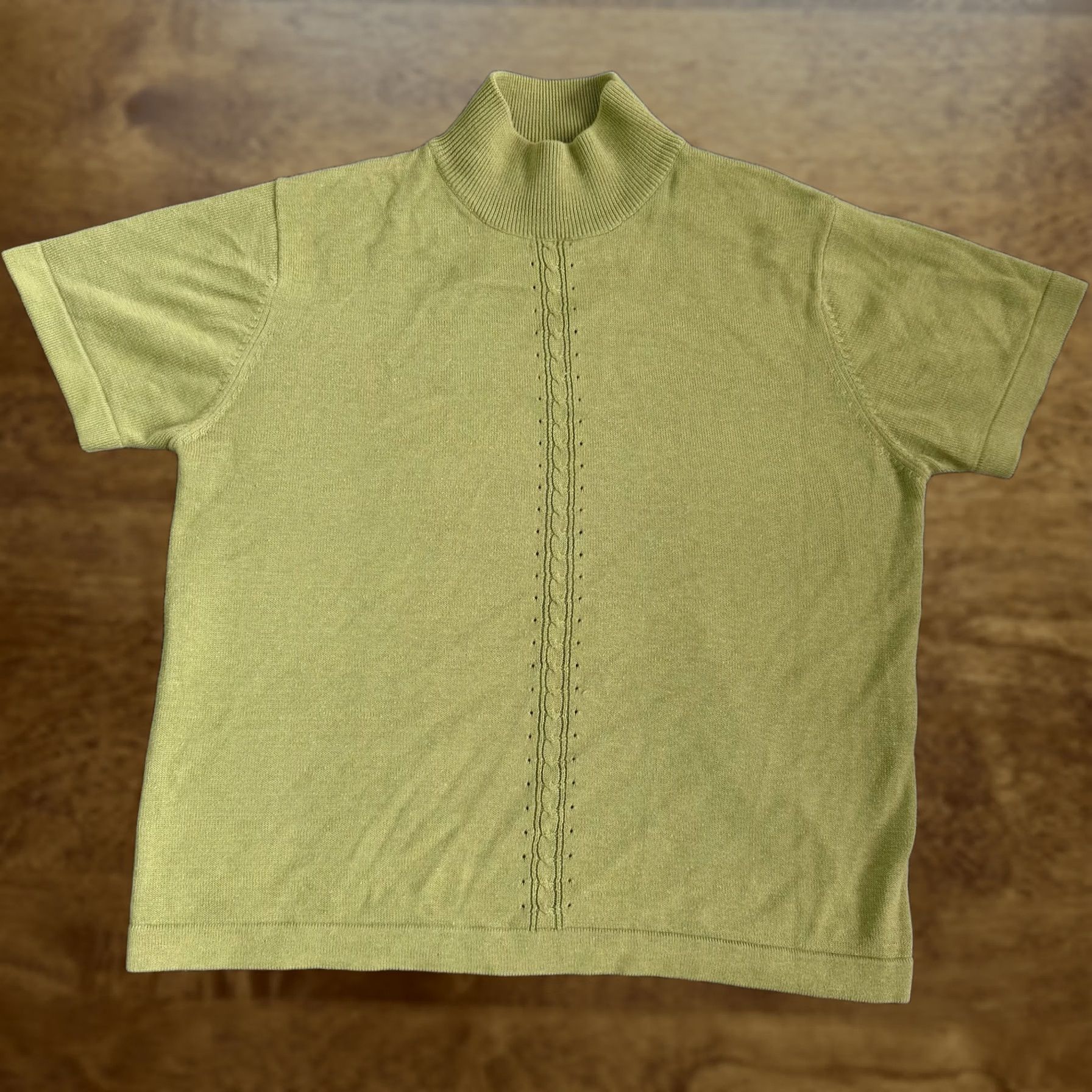 Vintage VINTAGE S.M.L. Design Sweater Womens L Green Mock Neck Tight-Knit Short Sleeve Pullover Casual Hips-Length Size L / US 10 / IT 46 - 1 Thumbnail