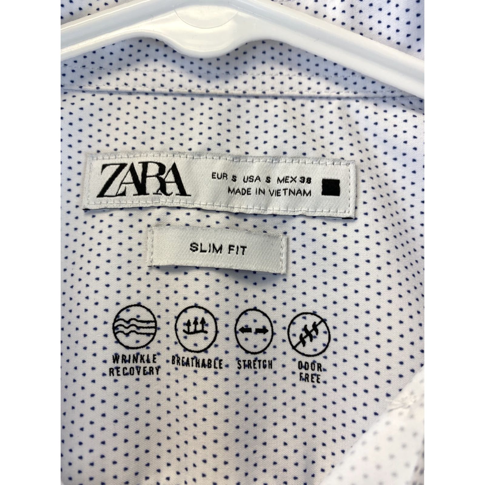 Zara ZARA Men Slim Fit Long Sleeve Button-Up Shirt S White Black Dots Casual Cotton Size US S / EU 44-46 / 1 - 4 Thumbnail