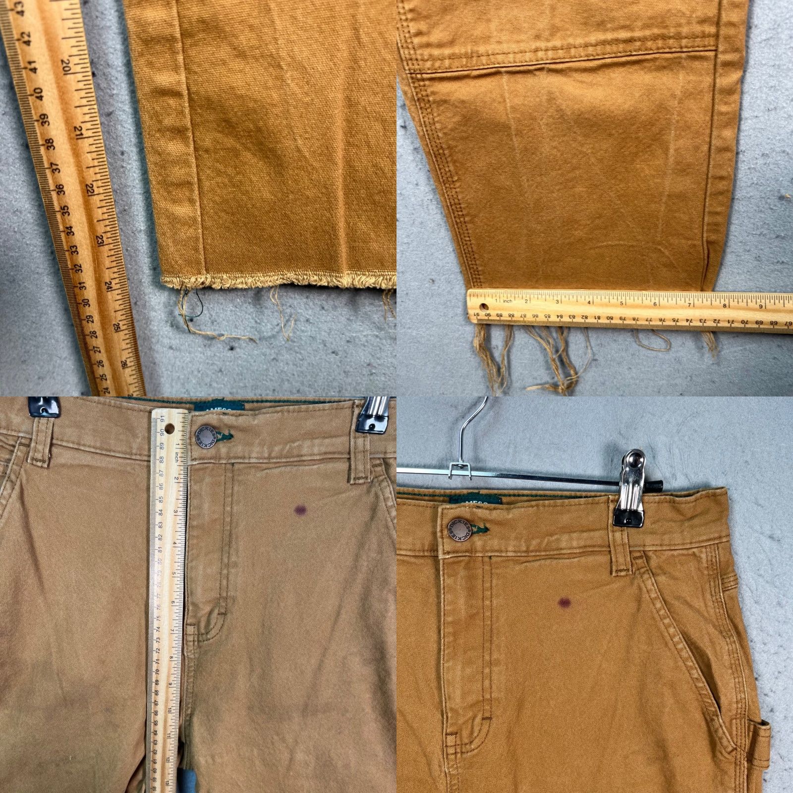 Dickies Dickies x Jameson Mens Pants Carpenter 33 x 25 Tan Brown Distressed Hem Workwear Canvas Cotton Straight Inseam 25in Mens Size US 33 - 8 Thumbnail