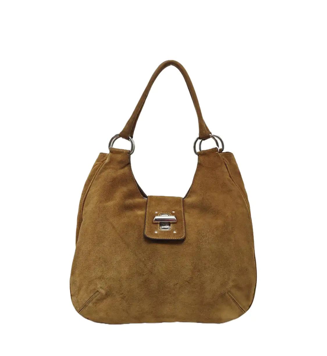 Prada PRADA brown suede shoulder bag handbag silver hardware Size ONE SIZE - 1 Thumbnail