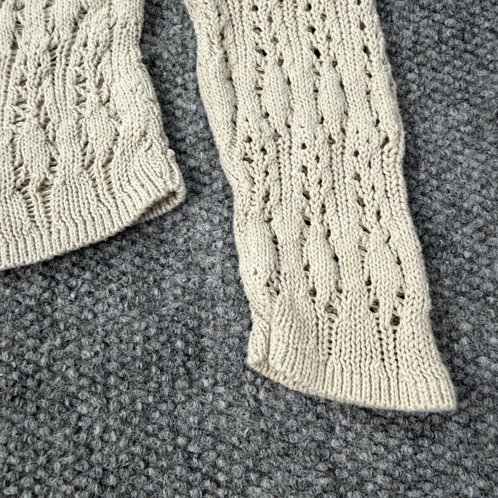 Ann Taylor Ann Taylor Sweater Womens Medium Beige Linen Cotton Open Knit Pullover Crew Neck Long Sleeve All Seasons Lightweight Made USA Size M / US 6-8 / IT 42-44 - 2 Thumbnail