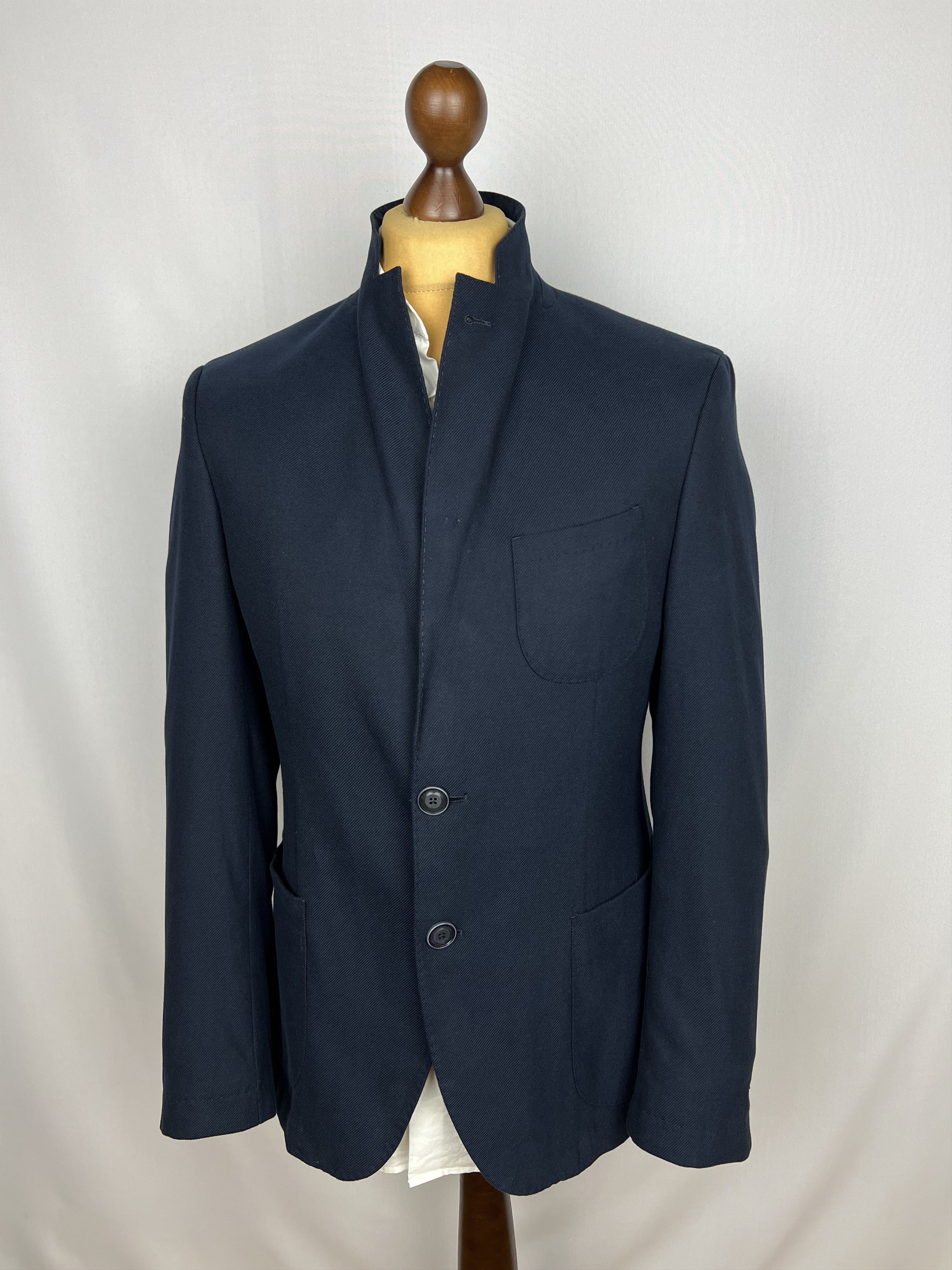 Baldessarini Solid Navy-Blue Pure Soft Cotton Unlined Sport Coat Size 40R - 2 Thumbnail