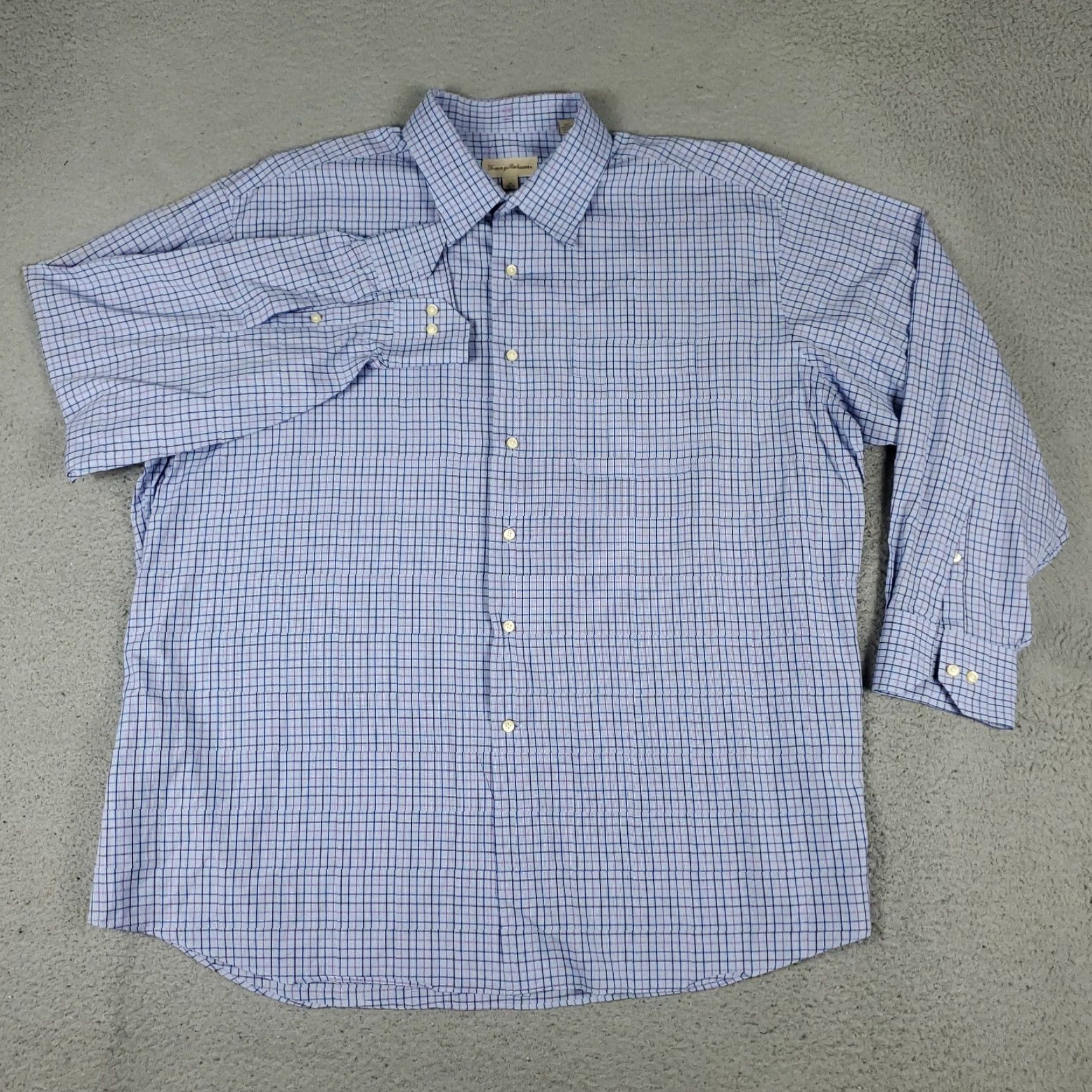 Tommy Bahama Tommy Bahama Shirt Mens 18 Blue Check Dress Shirt Button Up Long Sleeve Size 48R - 2 Thumbnail