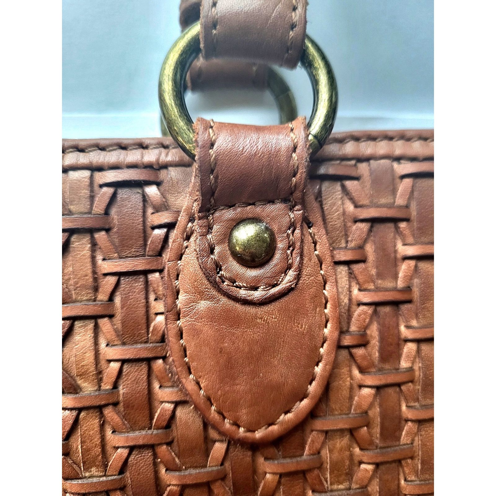 Other Leather Tote Bag Woven Brown Vintage Gorgeous Patina Size ONE SIZE - 4 Thumbnail