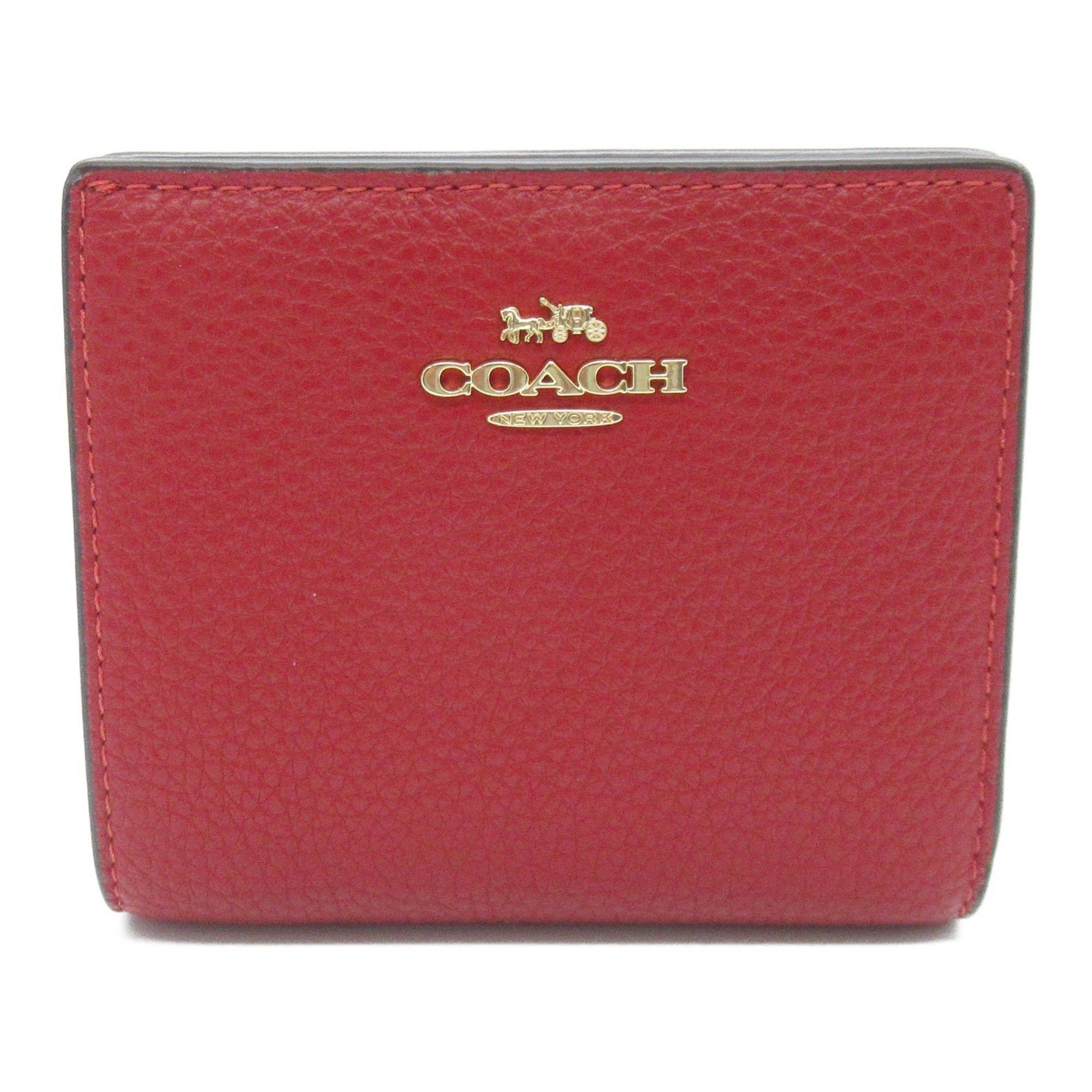 image of Coach Two Fold Wallet Red Leather C2862Imf8Q, Women's