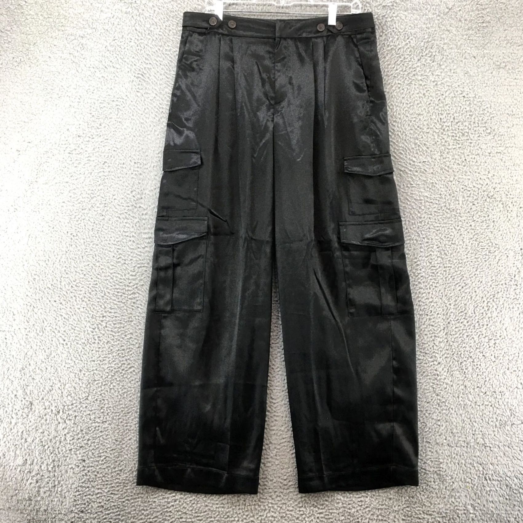 Vintage A New Day Cargo Pants Womens 12 Black High Rise Zip Fly NEW Pants Women 12 Wide Leg? Size 34" / US 12 / IT 48 - 2 Thumbnail
