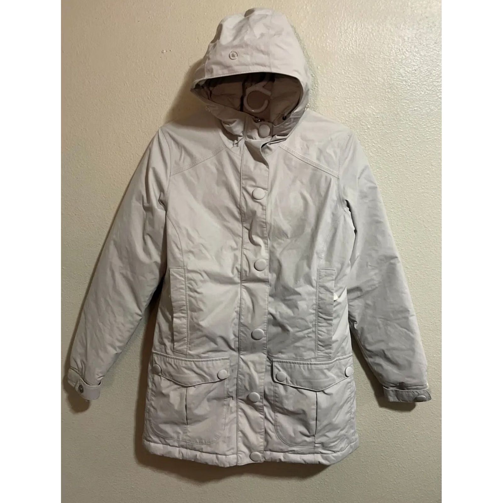 Mountain Hardwear Mountain Hard Wear Women’s Puffer Parka Jacket Long Hooded Beigy 80% Down 20% Feather Regular S Coat Size S / US 4 / IT 40 - 2 Thumbnail