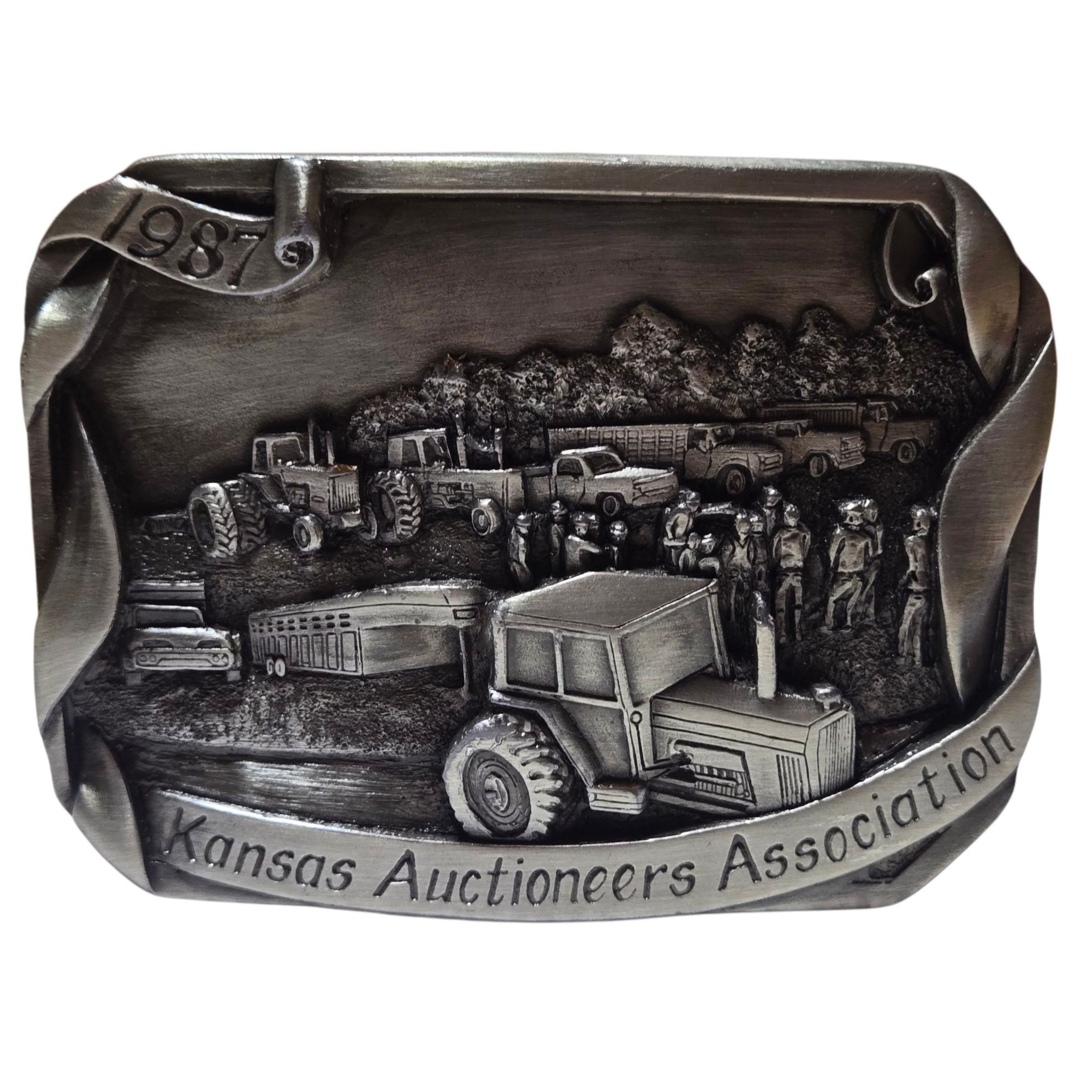 Other 1987 Kansas Auctioneers Association Belt Buckle Farm Tractor Size ONE SIZE - 12 Thumbnail