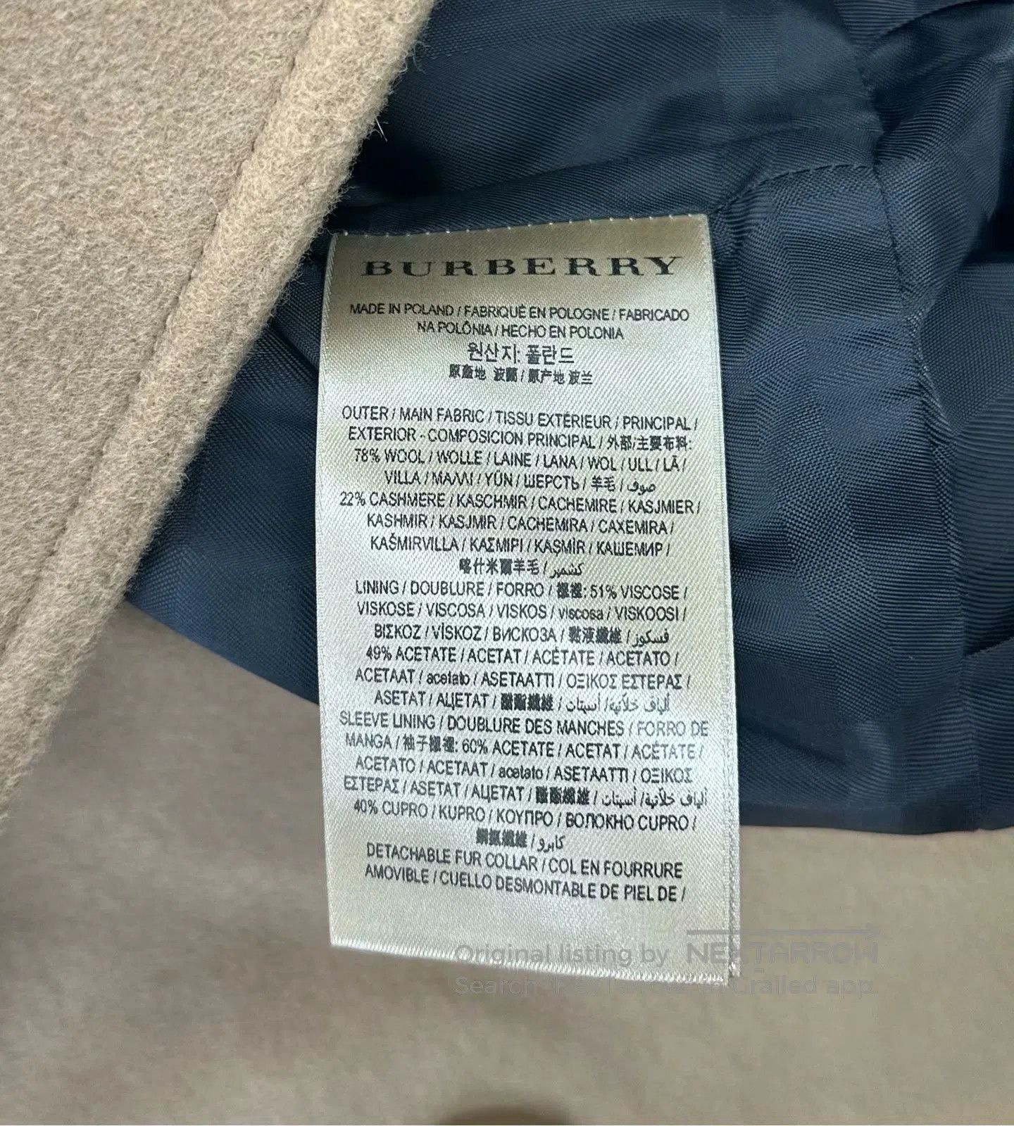 Burberry Burberry Khaki Cashmere Collar Double-Breasted Wool Coat| Size M / US 6-8 / IT 42-44 - 4 Thumbnail