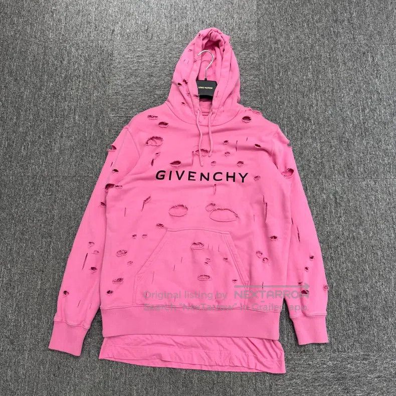 Givenchy Pink holey mesh hooded sweatshirt