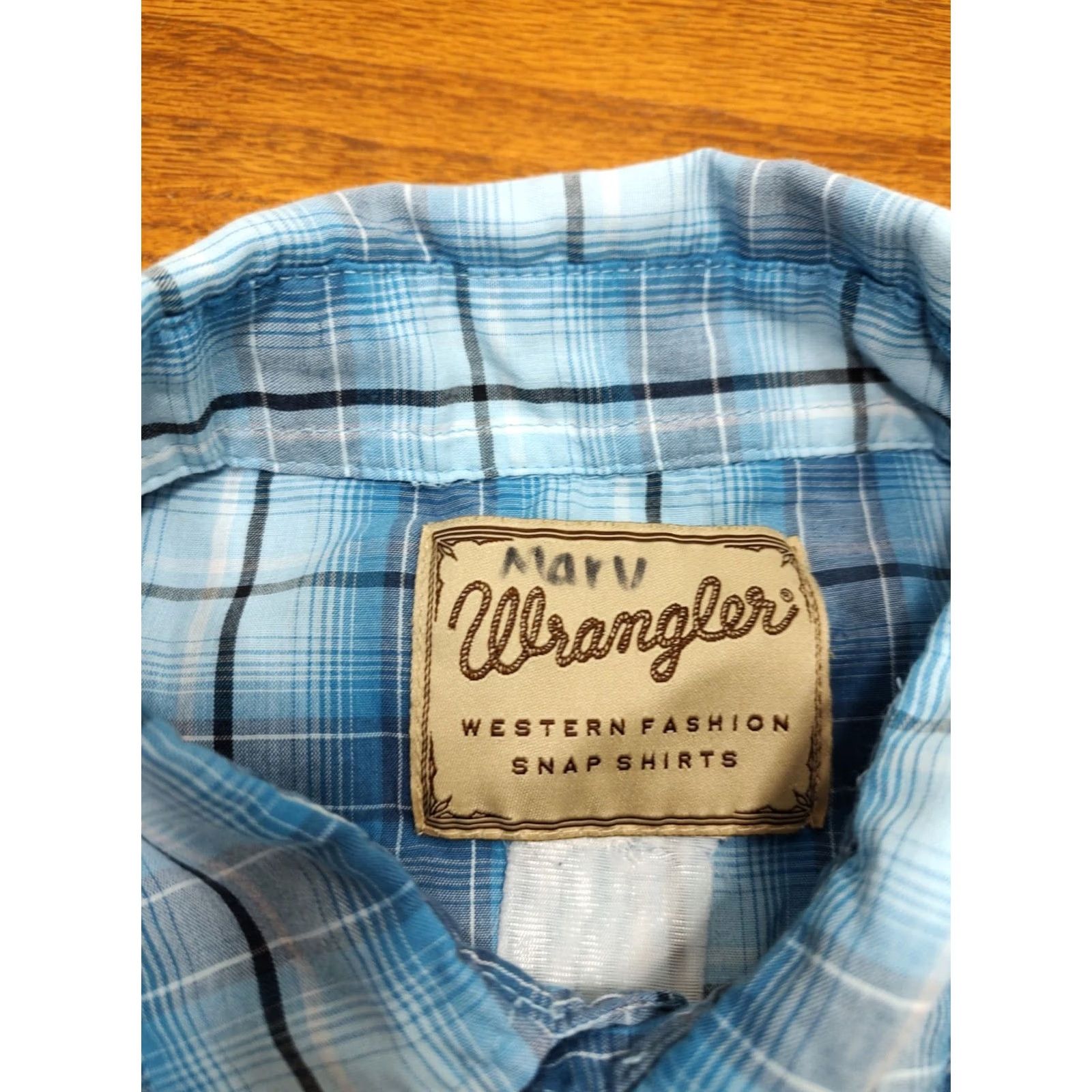 Wrangler Wrangler Shirt Mens XL Blue Plaid Pearl Snap Sawtooth Western Rodeo Cowboy Retro Button-Up Long Sleeve Size US XL / EU 56 / 4 - 4 Thumbnail