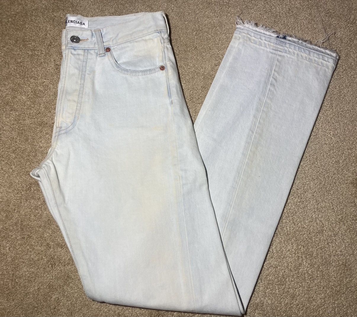 image of Ss18 Balenciaga Bleached Denim Dirty Distressed Jean 26 2017 in Bleach White, Men's