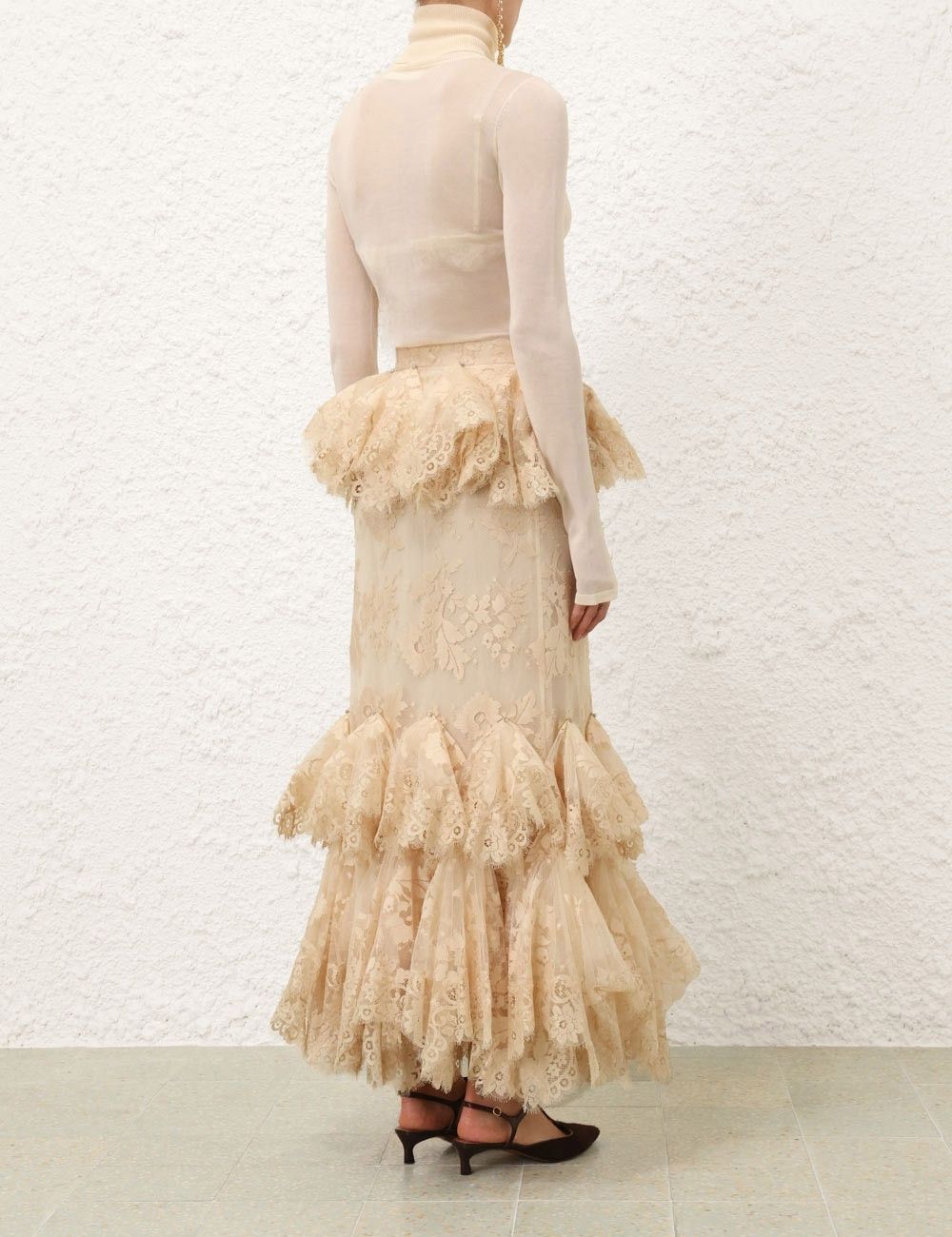 Zimmermann oc11z0925 Eden Lace Handkerchief Skirt in Beige Size 34" / US 12 / IT 48 - 4 Thumbnail