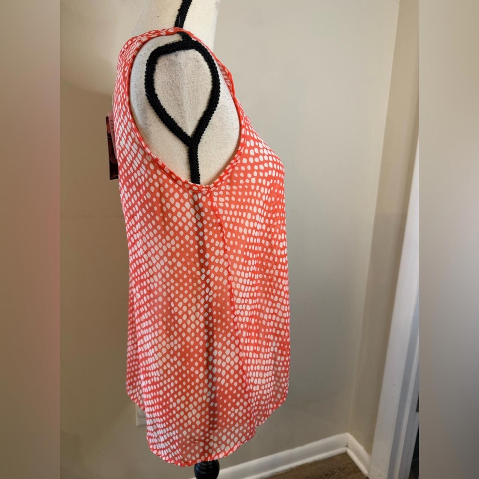 Other Soprano coral & white polka dot semi sheer tank top SZ small Size S / US 4 / IT 40 - 2 Thumbnail