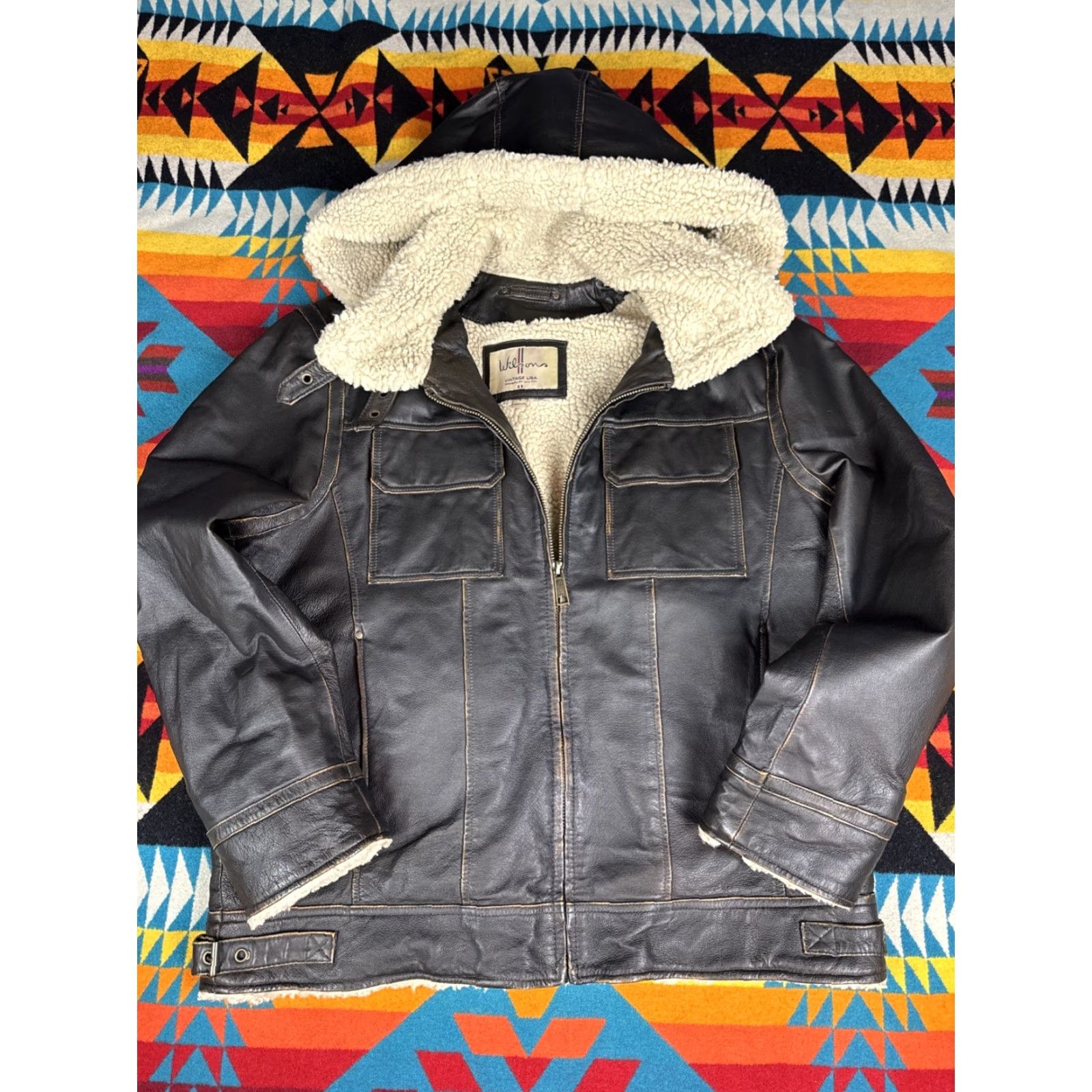 Vintage VINTAGE Wilsons Leather Aviator Bomber Jacket Men's L Brown Sherpa Lined Flight Pilot Style Bomber Jacket Mens Brown L Size US L / EU 52-54 / 3 - 3 Thumbnail