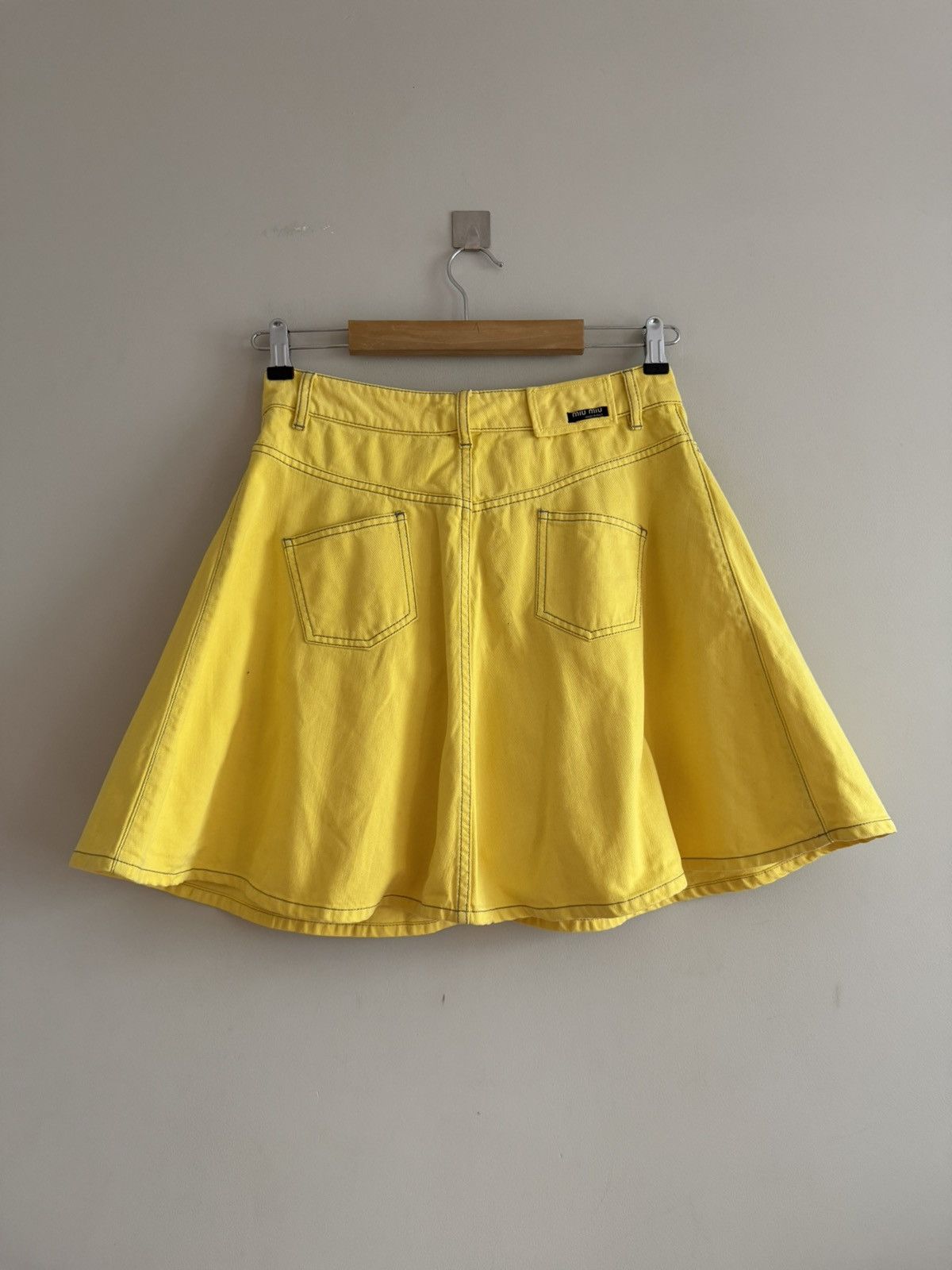 Miu Miu Vintage Miu Miu Yellow Denim Mini Skirt Size 27" / US 4 / IT 40 - 6 Thumbnail