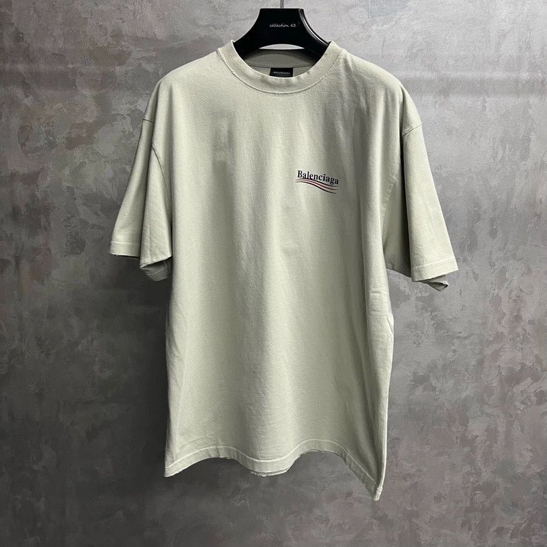 Balenciaga Balenciaga Beige Coke Embroidered Logo Round Neck Short Sle Size US S / EU 44-46 / 1 - 1 Thumbnail