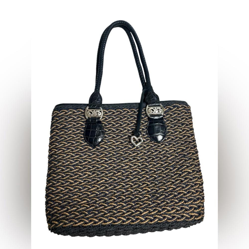 Brighton Brighton l NWOT Eva Straw Shoulder Navy Tan Bag Size ONE SIZE - 2 Thumbnail