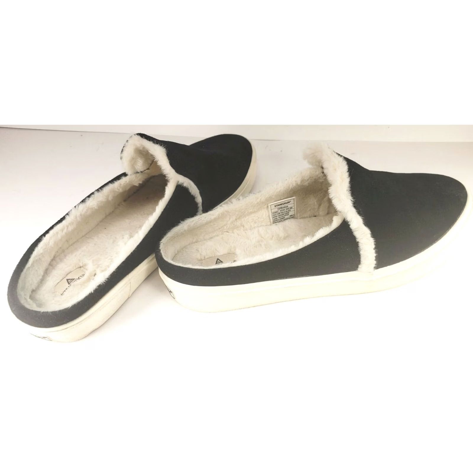 Vintage Staheekum Women’s Genuine Leather Suede Slip On Camp Mule Sneaker Black 10 Shoes Mens No? Size US 10 / IT 40 - 4 Thumbnail