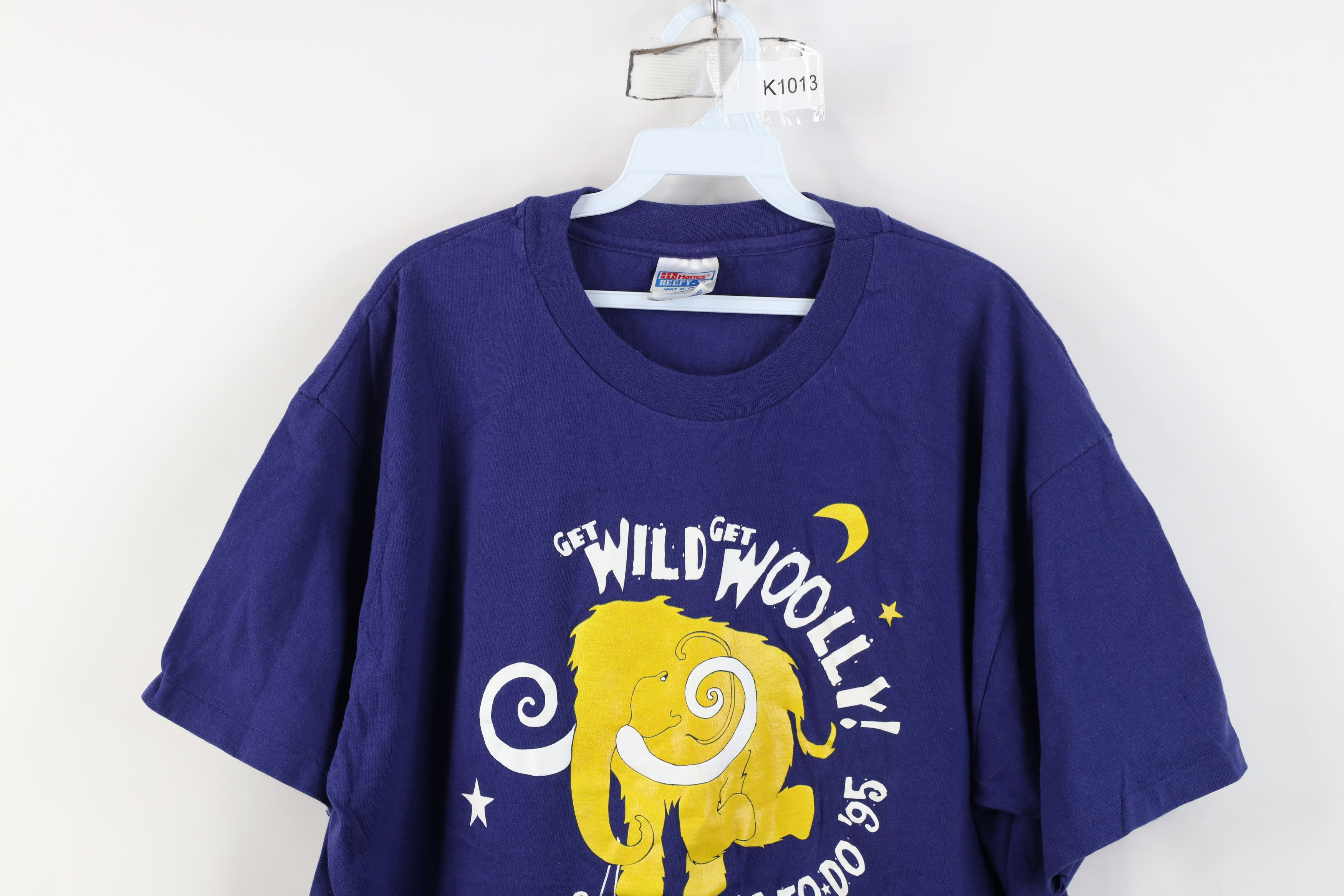 Vintage Vintage 90s Get Wild Get Woolly Mammoth Zoo T-Shirt Blue USA Size US XL / EU 56 / 4 - 2 Thumbnail