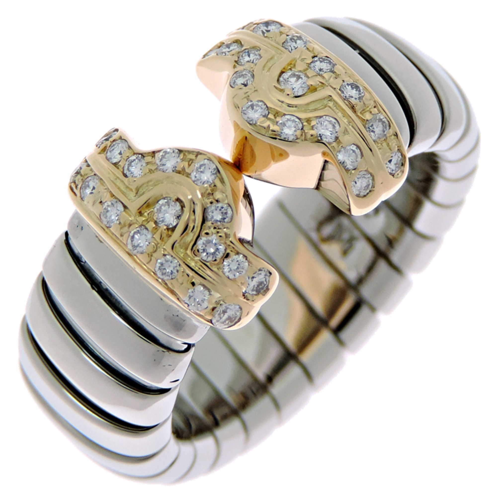 Bvlgari Bvlgari Parentesi Tubogas Diamond Ring, Size M, 750 Yellow Gold, 10.5 Size ONE SIZE - 1 Thumbnail