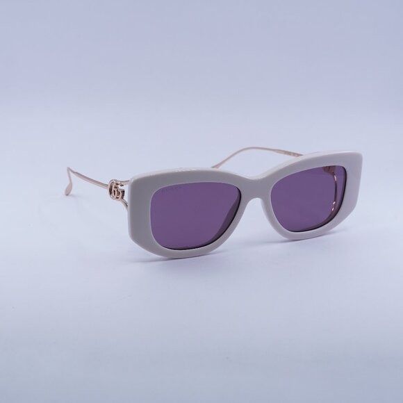 Gucci Gucci GG1566S 003 Sunglasses Ivory/Gold Rectangle Frame Size ONE SIZE - 1 Thumbnail