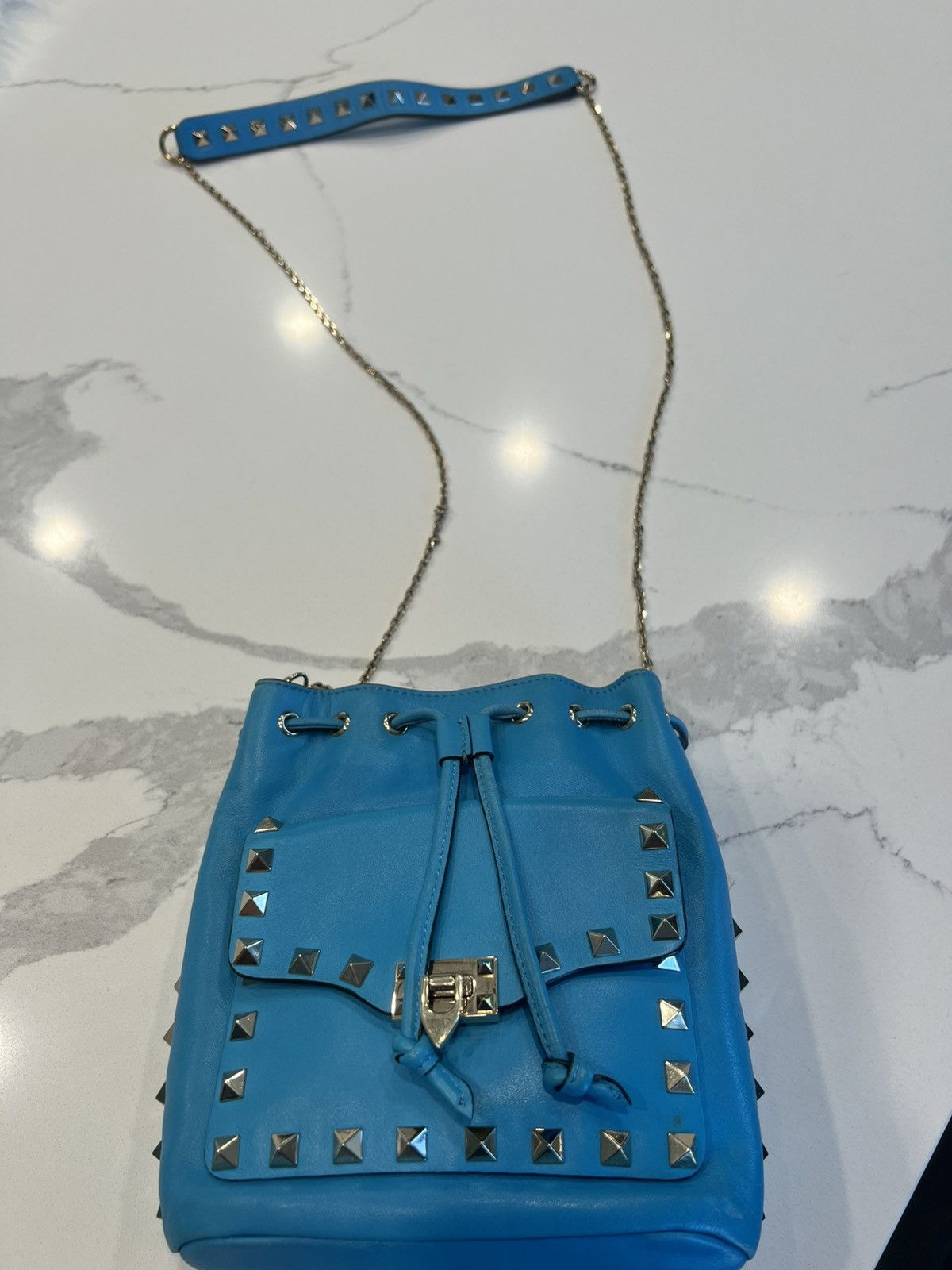 Valentino Valentino Garavani Rockstud Mini Bucket Bag – Turquoise Size ONE SIZE - 6 Thumbnail