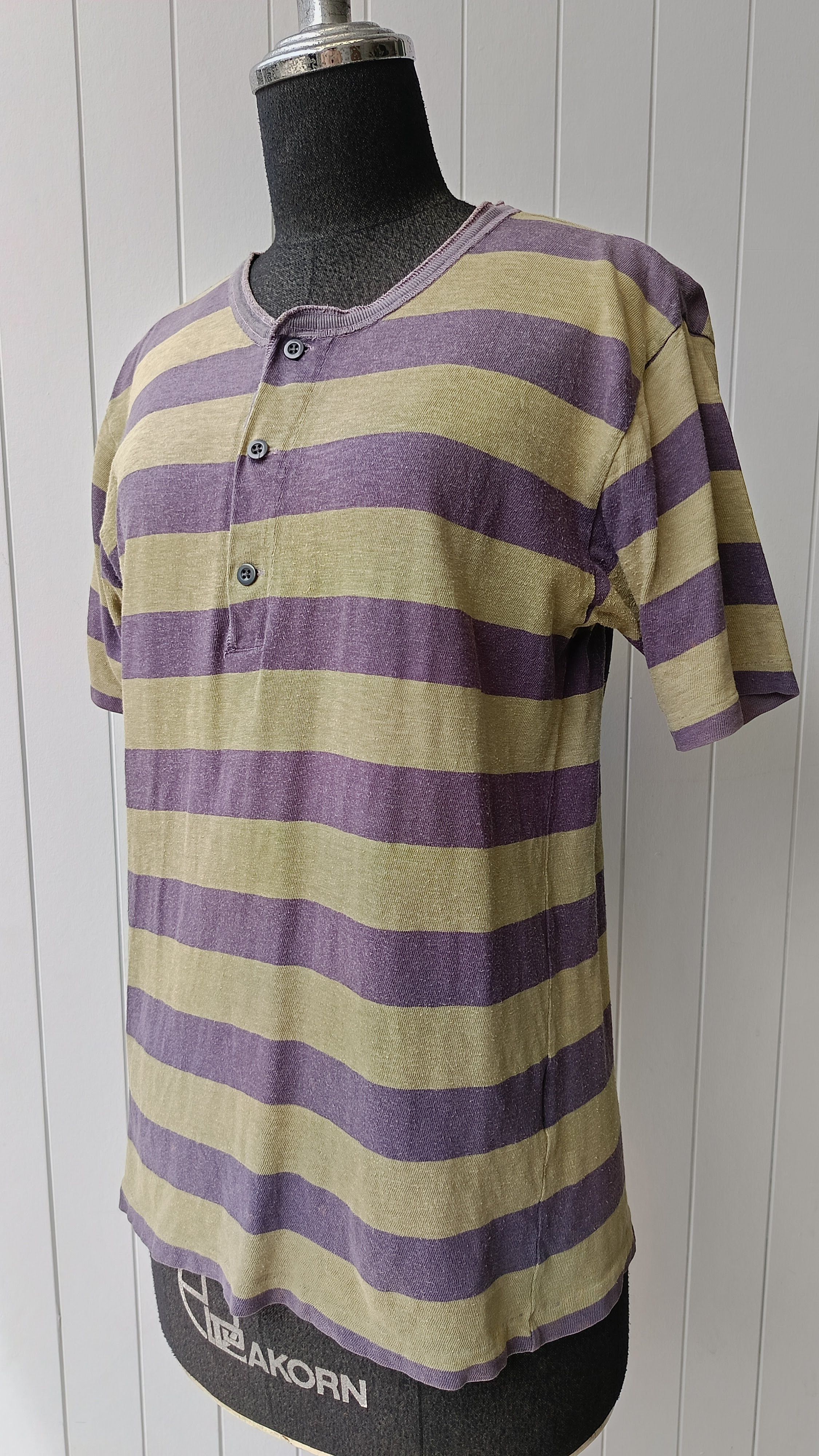 45rpm 45RPM studio by R 2 Japan 90s green purple Henley tshirt Size S / US 4 / IT 40 - 1 Thumbnail