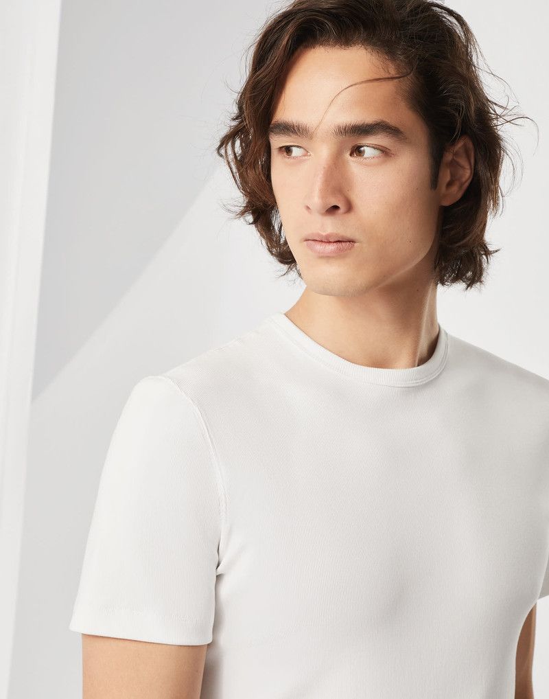Brunello Cucinelli o1la1rc1a0326 Crew Neck T-Shirt in White Size US XL / EU 56 / 4 - 3 Thumbnail