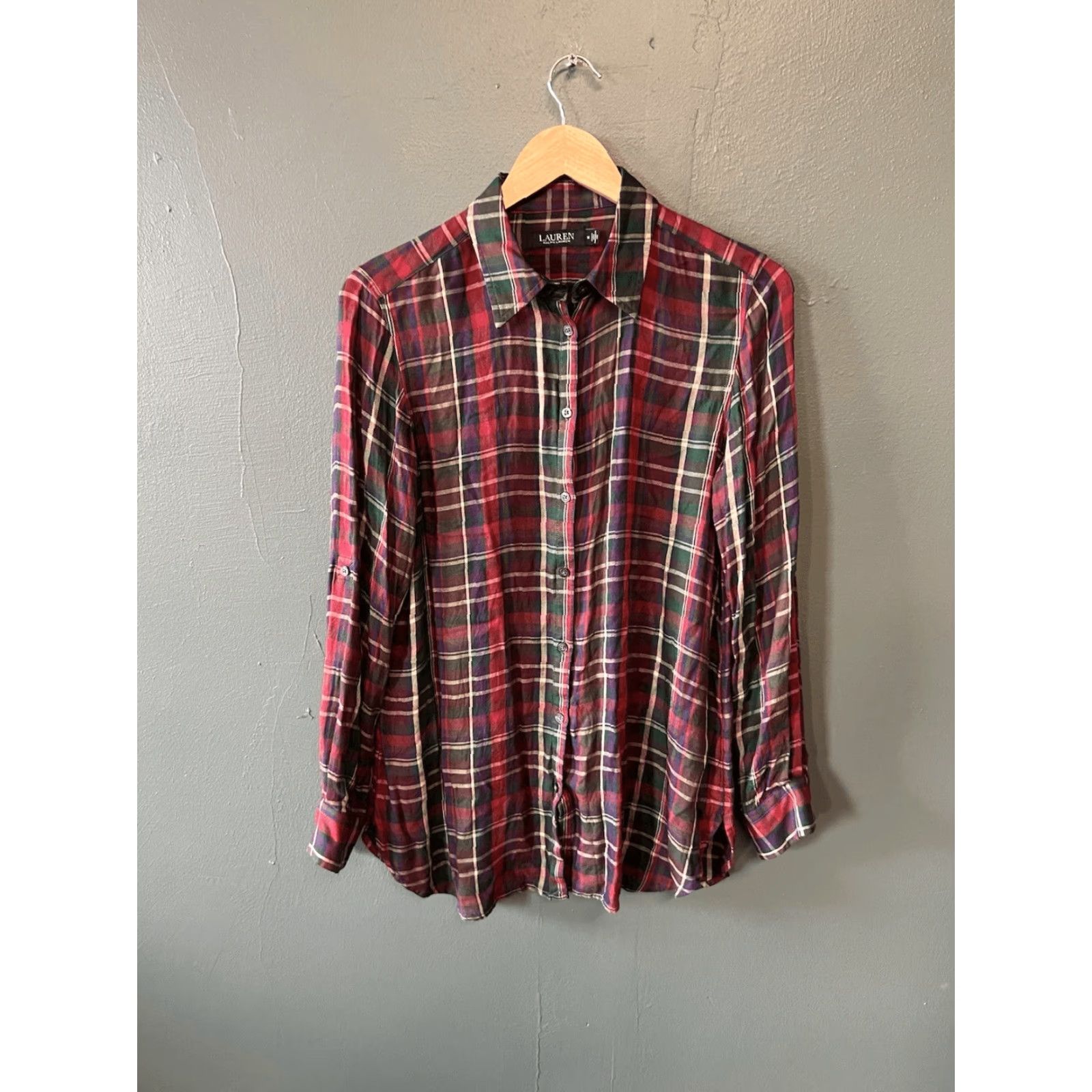 Ralph Lauren Lauren Ralph Lauren Womens Plaid Button-Up Shirt Long Sleeve M Red Size M / US 6-8 / IT 42-44 - 2 Thumbnail