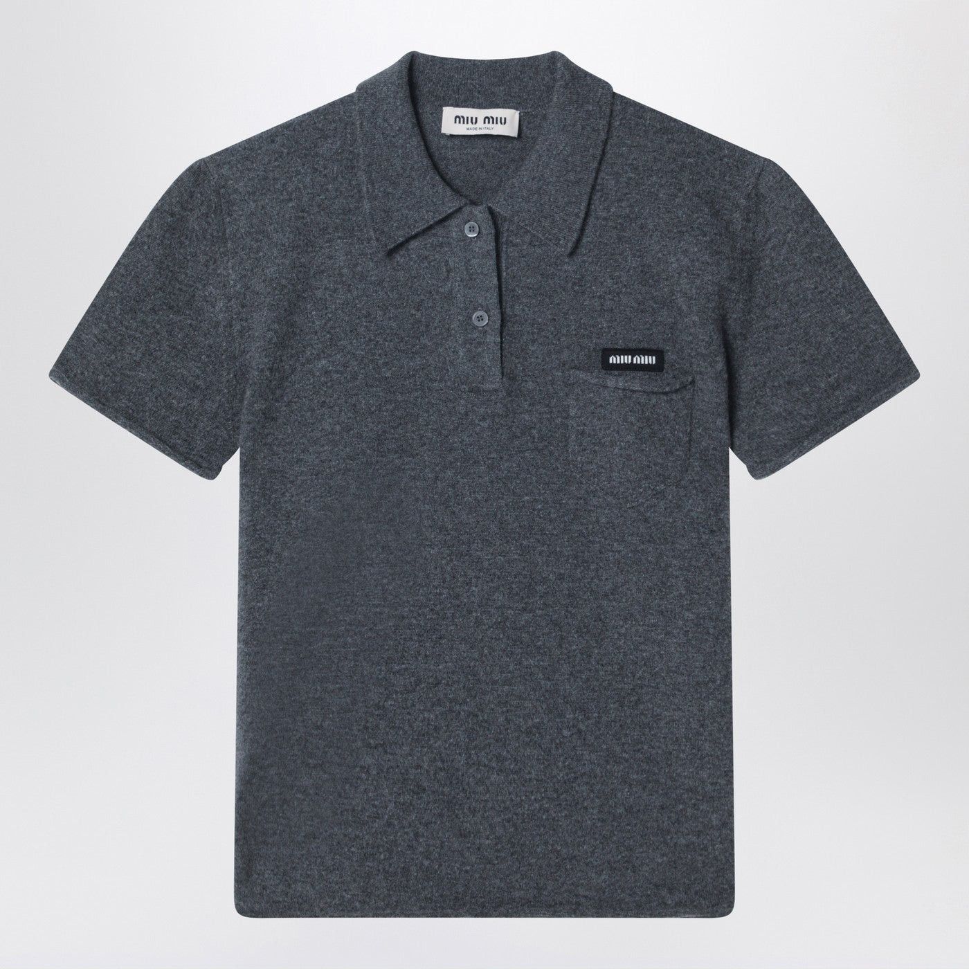 Miu Miu Miu Miu Slate Grey Cashmere Polo Shirt Size S / US 4 / IT 40 - 1 Thumbnail