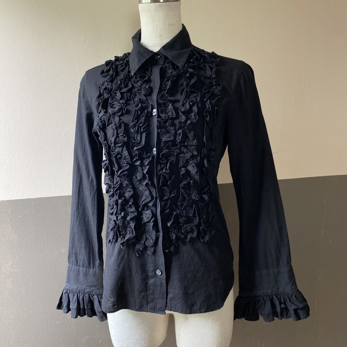 Seditionaries SEXY DYNAMITE Y2K Punk Black Ruffled Long Sleeve Blouse Size S / US 4 / IT 40 - 21 Thumbnail
