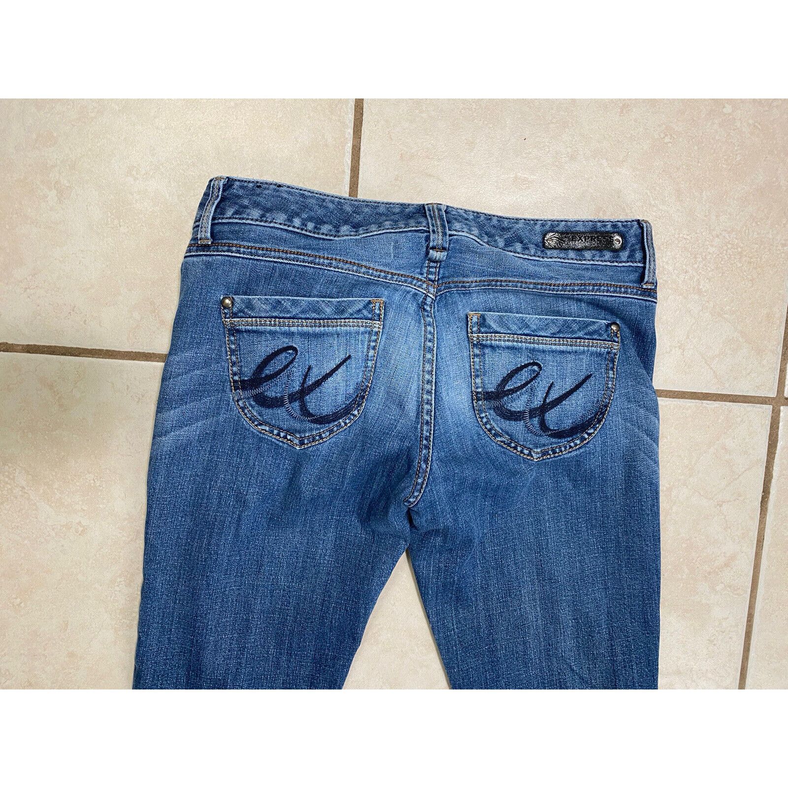 Express Express Jeans Size 6 Boot Cut Dark Wash Blue Denim Y2K Size 28" / US 6 / IT 42 - 7 Thumbnail