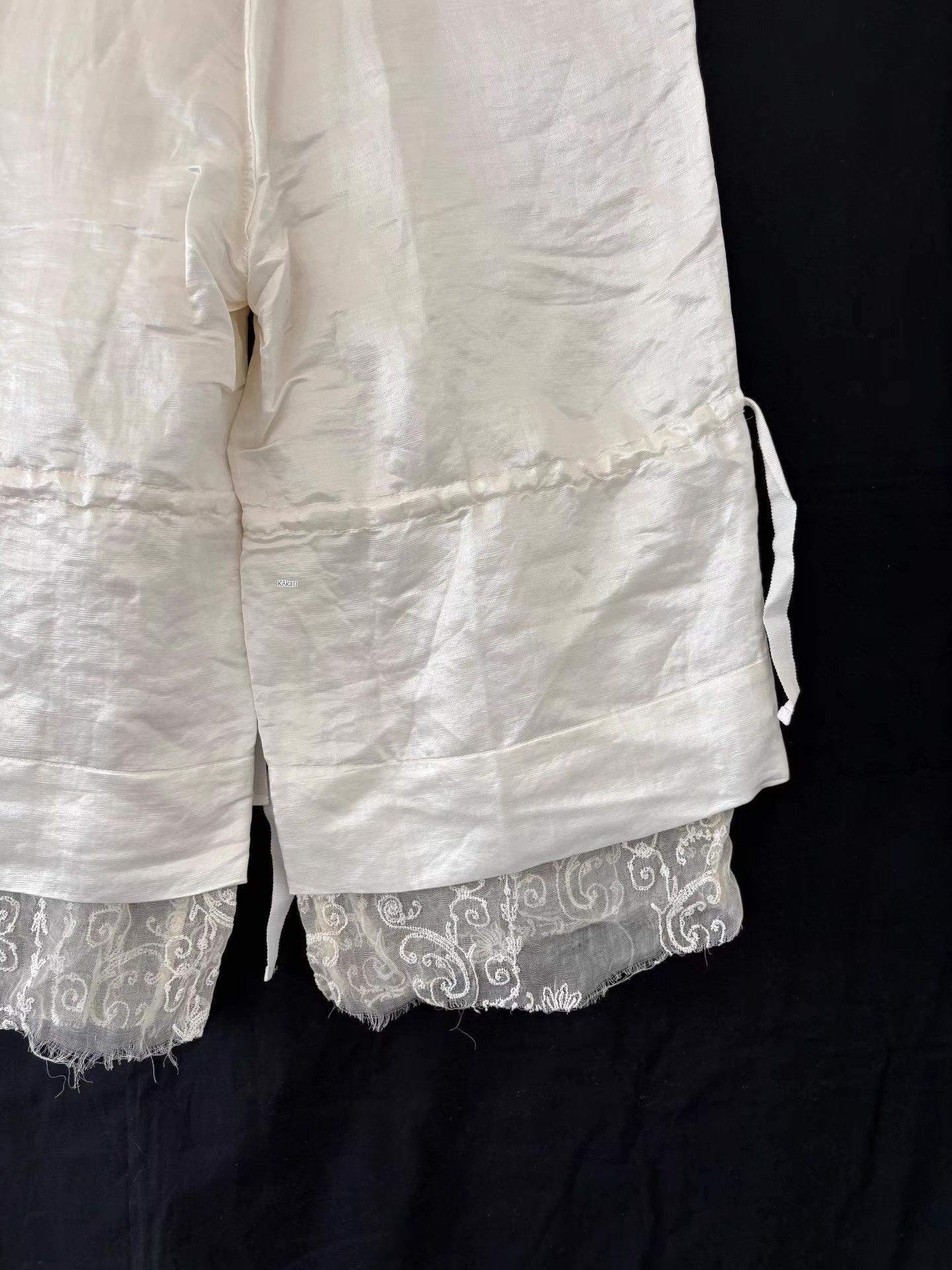 Ann Demeulemeester White Lace-Trimmed Casual Shorts Size US 34 / EU 50 - 3 Thumbnail