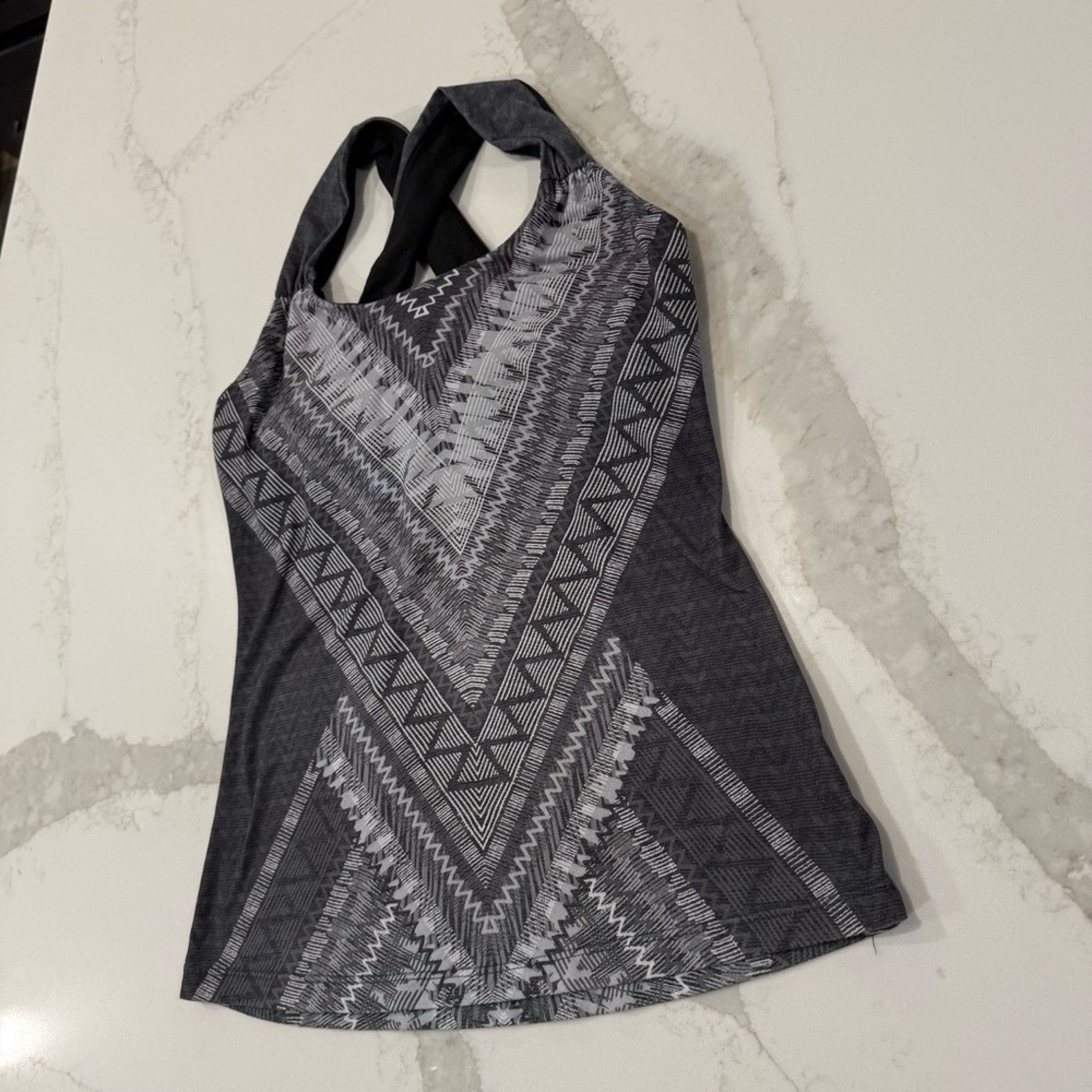 Prana Prana Phoebe Strappy Athletic Tank Top Womens Small Gray Geo Size S / US 4 / IT 40 - 4 Thumbnail