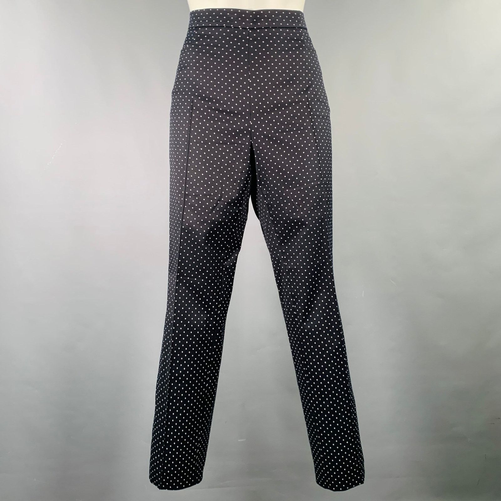Akris Black White Cotton Blend Dots Side Zipper Casual Pants Size 30" / US 8 / IT 44 - 1 Thumbnail