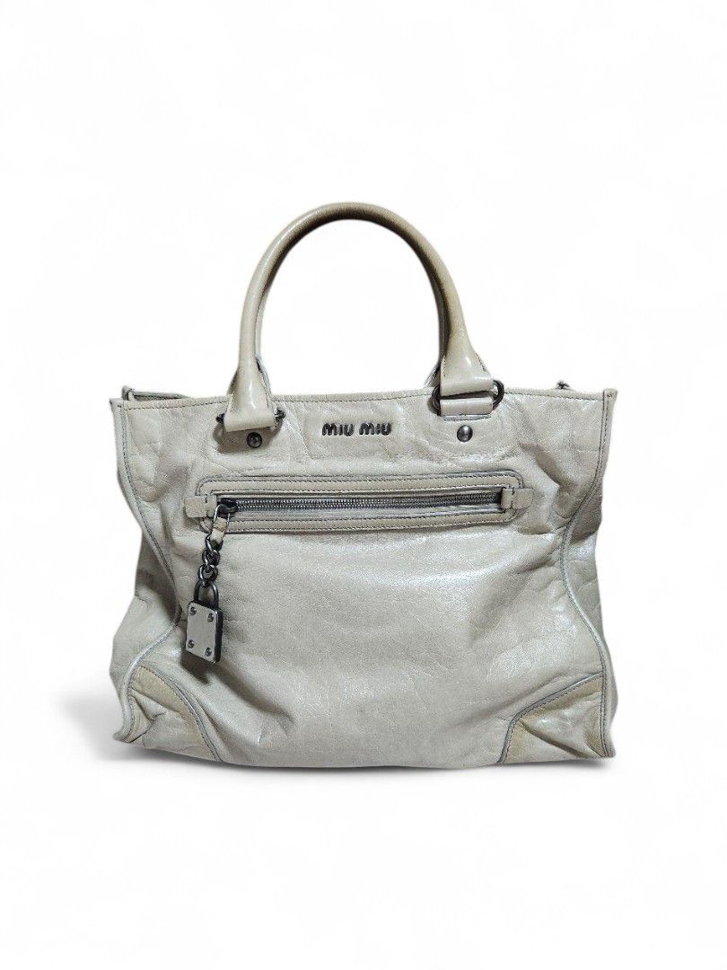 Miu Miu Miu Miu - Matelasse Cream Handbag Charm Gray Vintage Y2K Size ONE SIZE - 1 Thumbnail