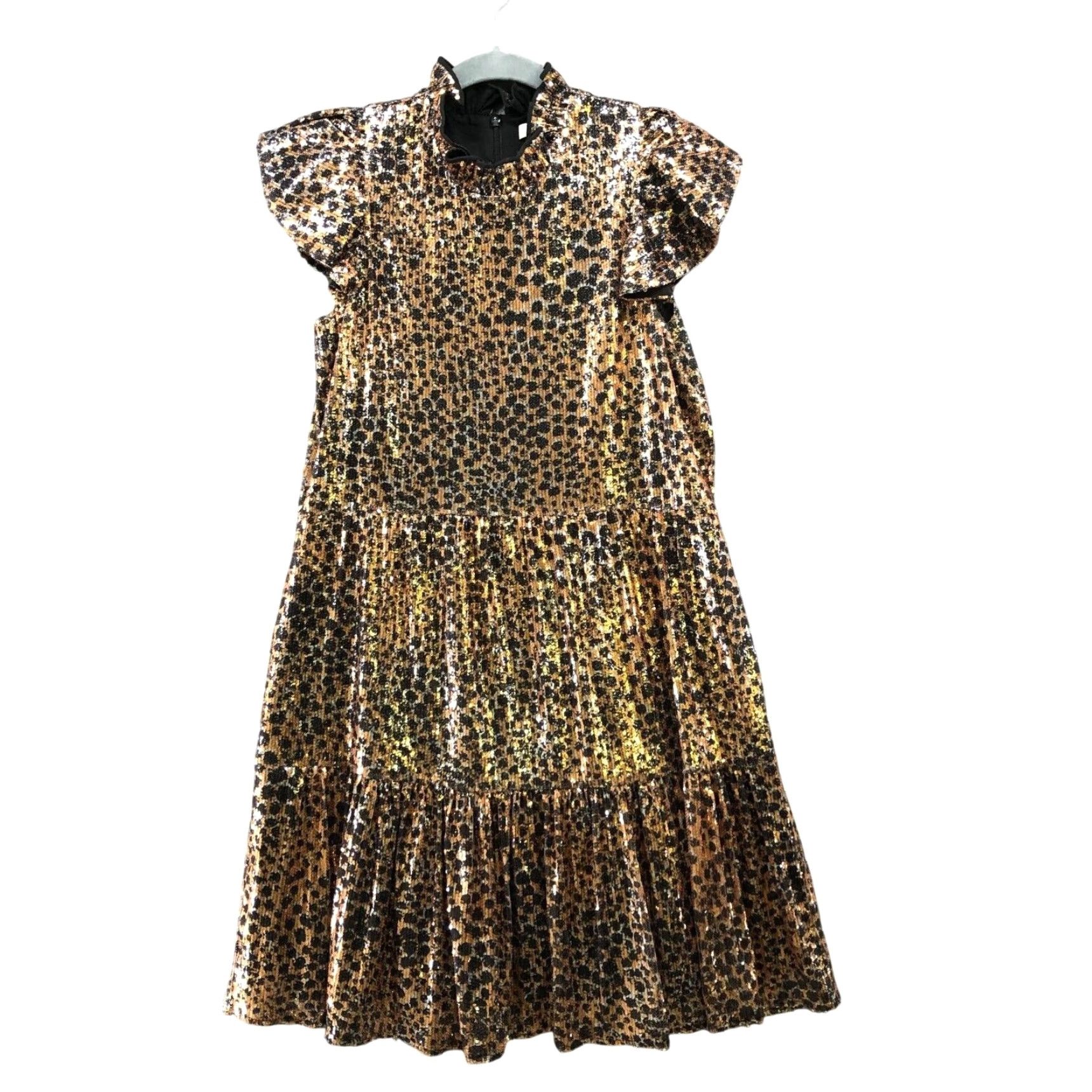 Anthropologie Anthropologie Othilia Joella Sequined Mini Dress S LeopardFlutter Sleeve Baddie Size S / US 4 / IT 40 - 2 Thumbnail