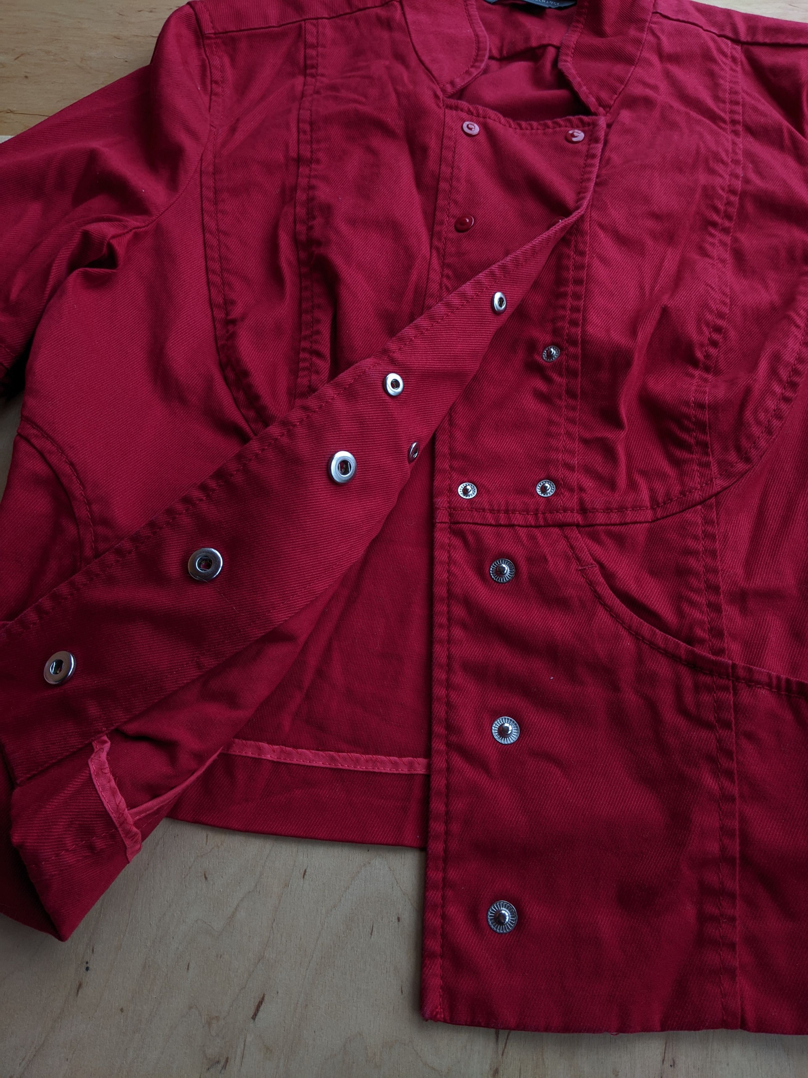 Armani Armani Exchage Red Denim Jacket Kimono Blazer Rundholz Dip Size L / US 10 / IT 46 - 9 Thumbnail