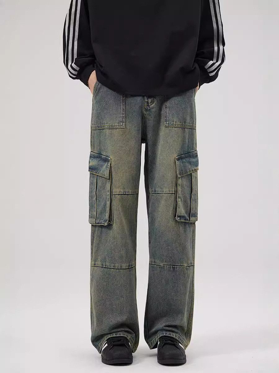 Vintage American retro washed multi-pocket jeans for men Size US 32 / EU 48 - 1 Thumbnail