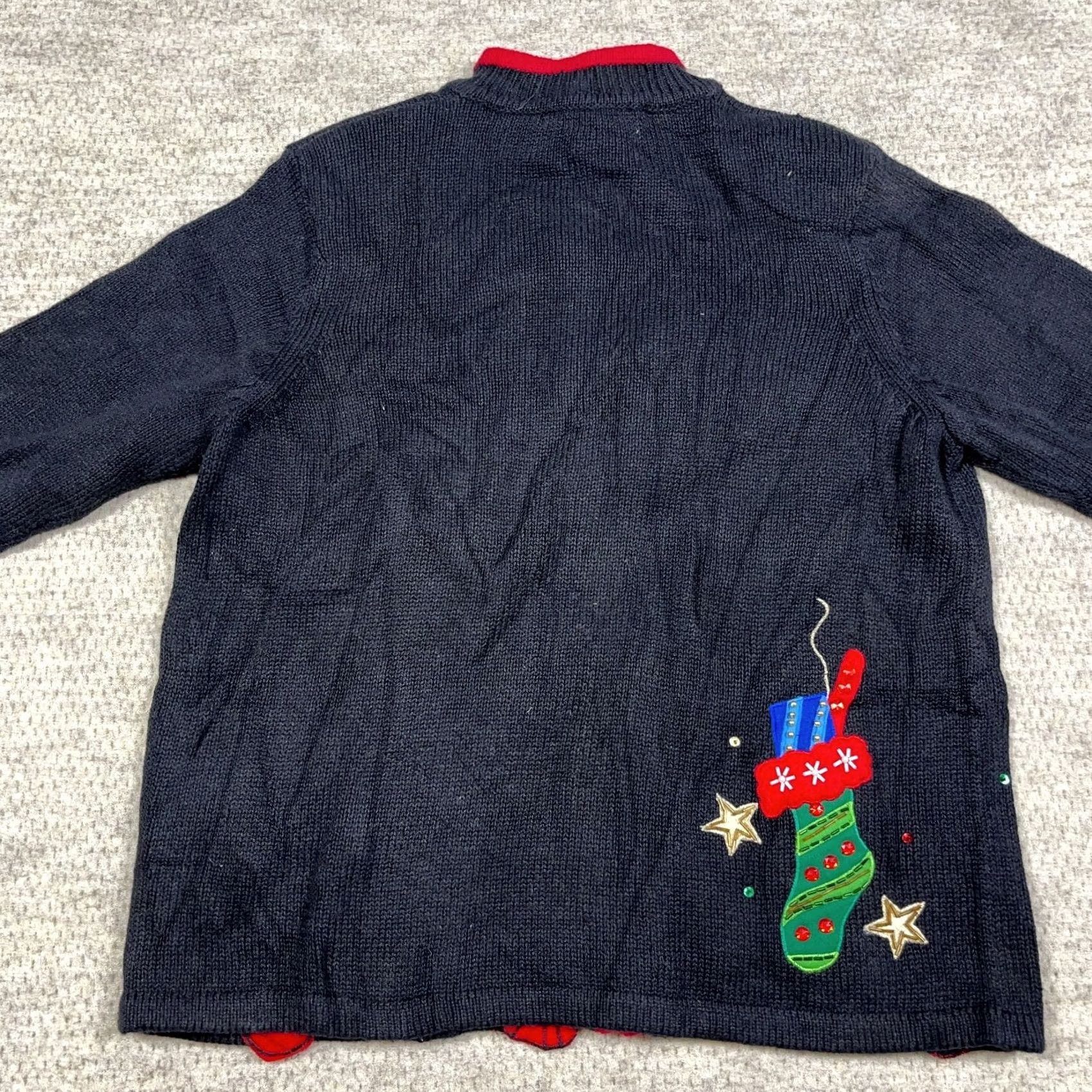 Vintage VINTAGE Christmas Cardigan Sweater Women M Full Zip Black 90s Ugly Retro Classic Holiday Christmas Cardigan Sweater Womens Size M Size M / US 6-8 / IT 42-44 - 4 Thumbnail