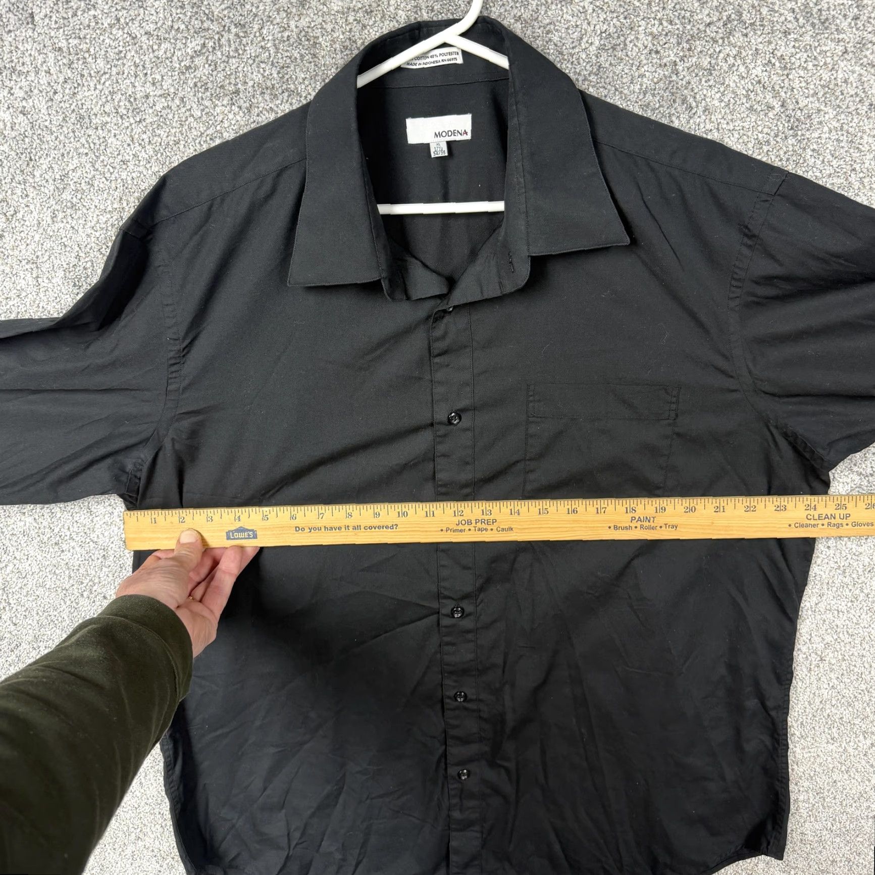 Vintage Modena Dress Shirt Mens XL 17.5 34/35 Black Long Sleeve Business Formal Size 46R - 4 Thumbnail