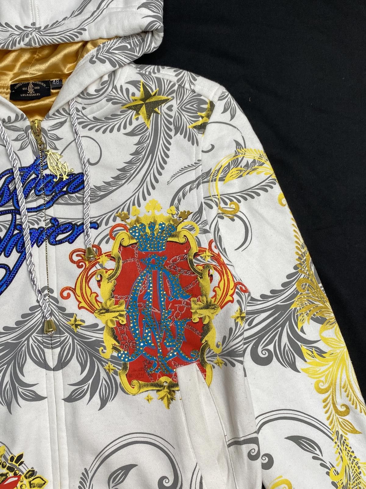 Ed Hardy Rare Ed Hardy Christian Audigier White Gold Zip Hoodie 48 Size L / US 10 / IT 46 - 6 Thumbnail