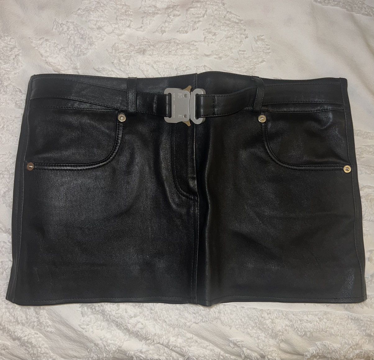 1017 ALYX 9SM Black Belted Leather Miniskirt Size 26" / US 2 / IT 38 - 3 Thumbnail