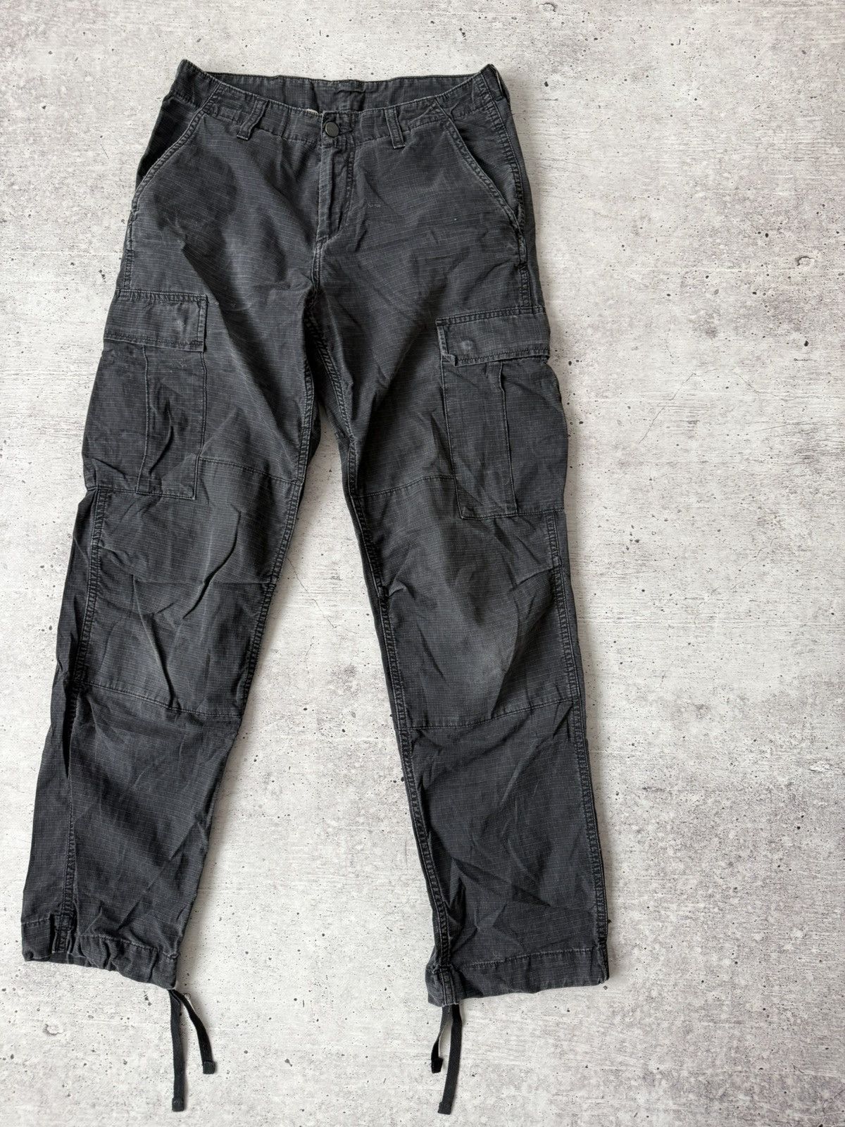 Carhartt Carhartt WIP Regular Cargo Pants Black Ripstop Faded Vintage Size US 30 / EU 46 - 5 Thumbnail