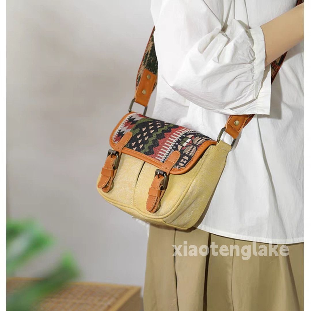 Designer × Leather washed faded unisex utility pattern shoulder bag Size ONE SIZE - 5 Thumbnail