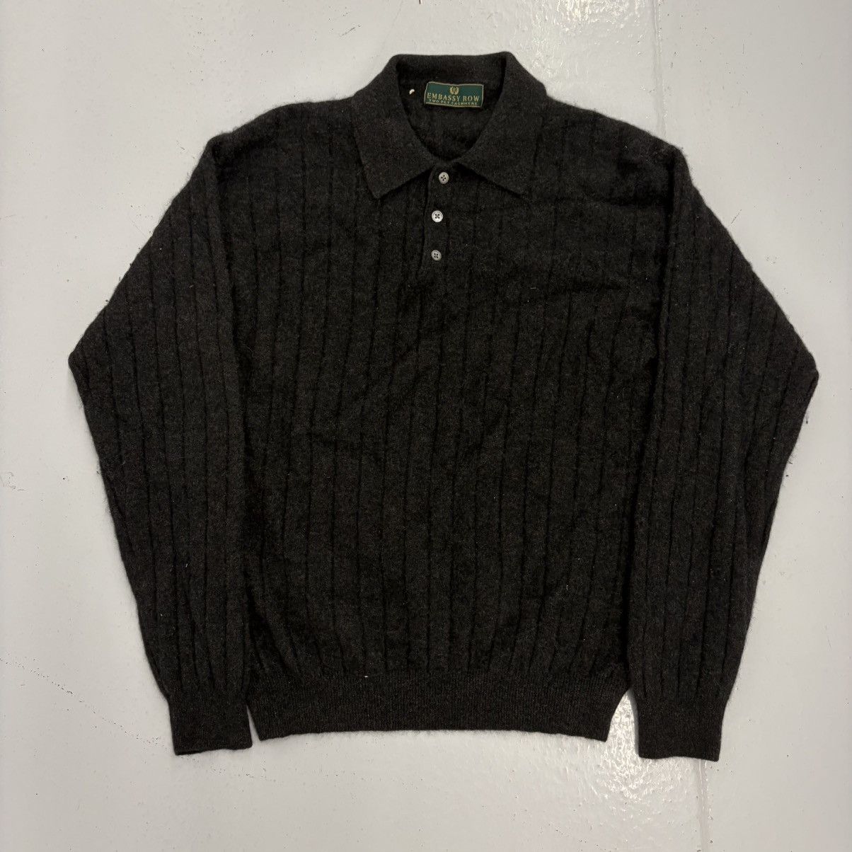 Other Vintage 90s Embassy Row Black Cashmere Collared Sweater Size US L / EU 52-54 / 3 - 1 Thumbnail
